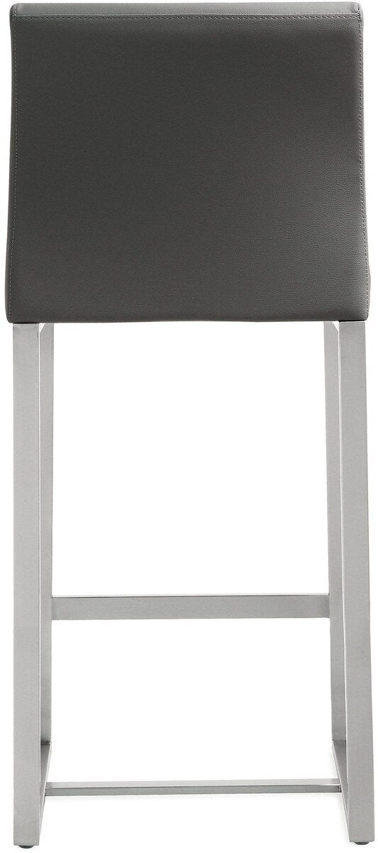 Tabouret de bar en cuir vegan et acier inoxydable gris Denmark Performance - Lot de 2