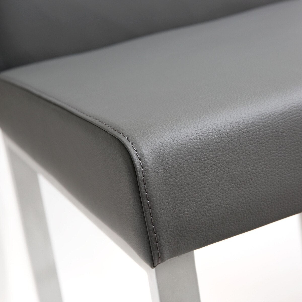 Tabouret de bar en cuir vegan et acier inoxydable gris Denmark Performance - Lot de 2