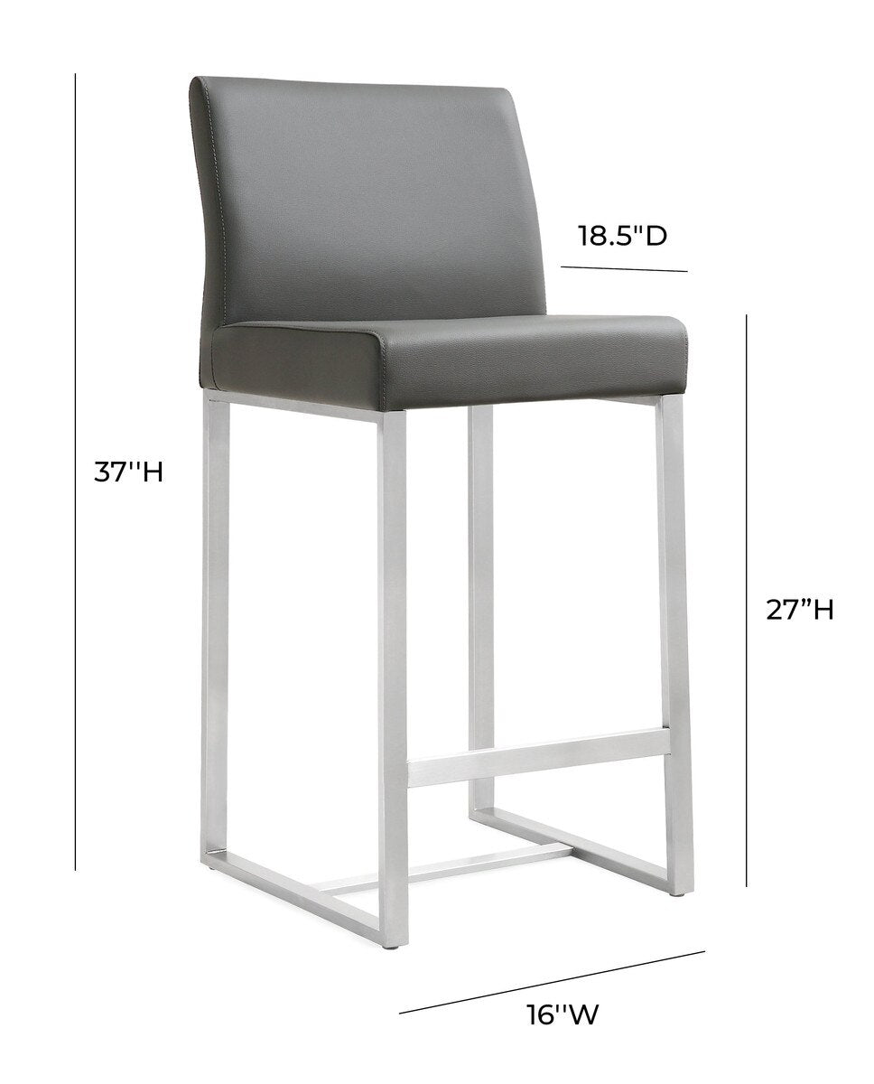 Tabouret de bar en cuir vegan et acier inoxydable gris Denmark Performance - Lot de 2