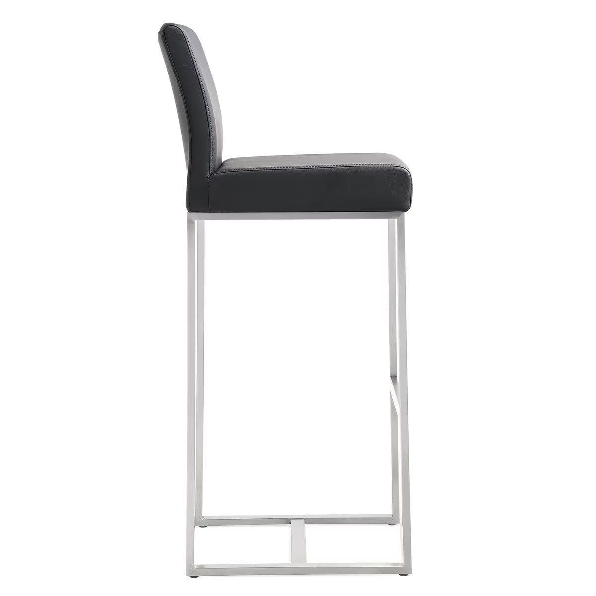 Tabouret de bar en cuir vegan et acier inoxydable Danemark Black Performance - Lot de 2