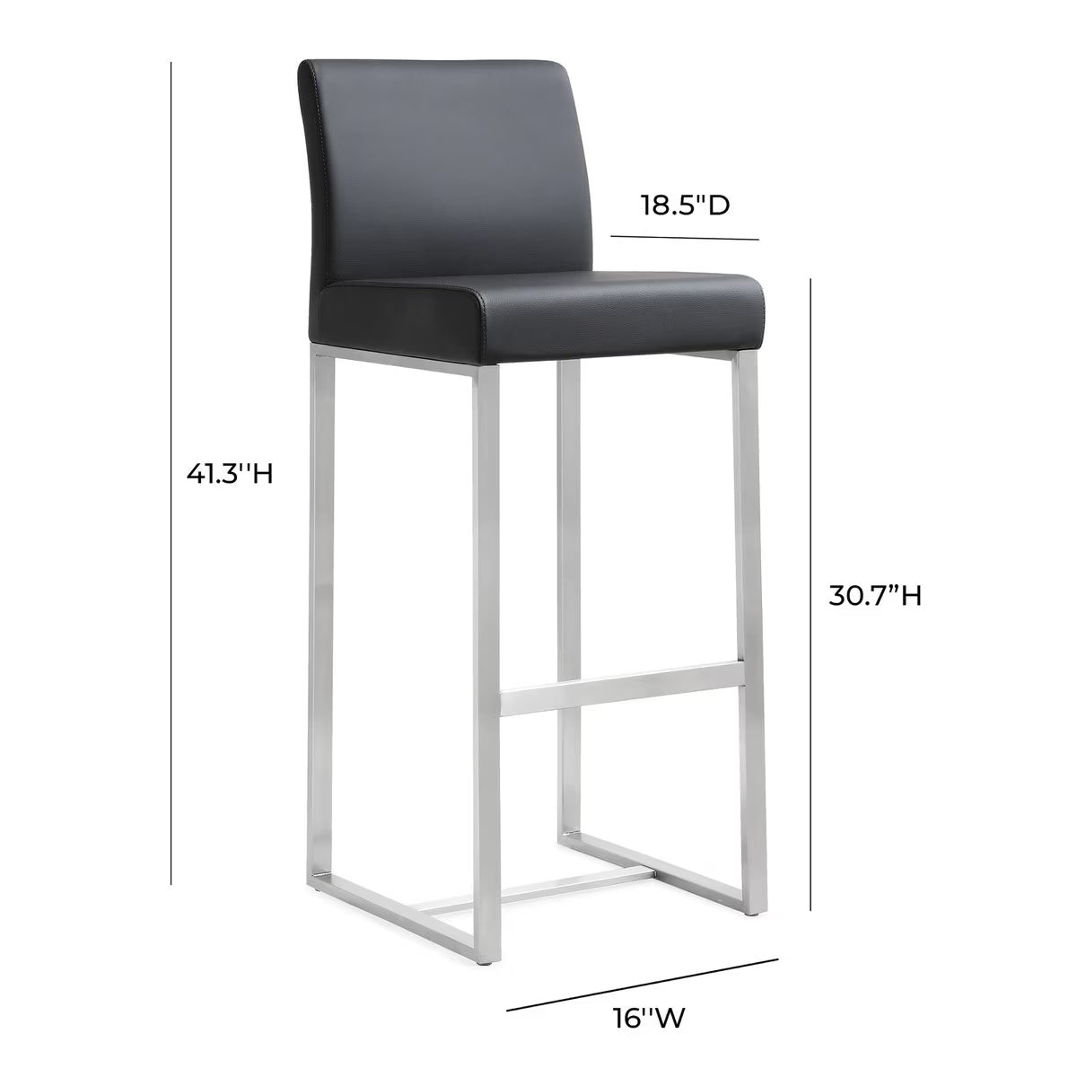 Tabouret de bar en cuir vegan et acier inoxydable Danemark Black Performance - Lot de 2