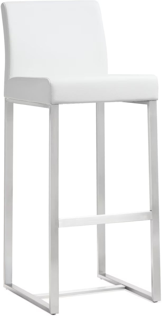 Tabouret de bar en cuir végétalien et acier inoxydable Denmark White Performance - Lot de 2