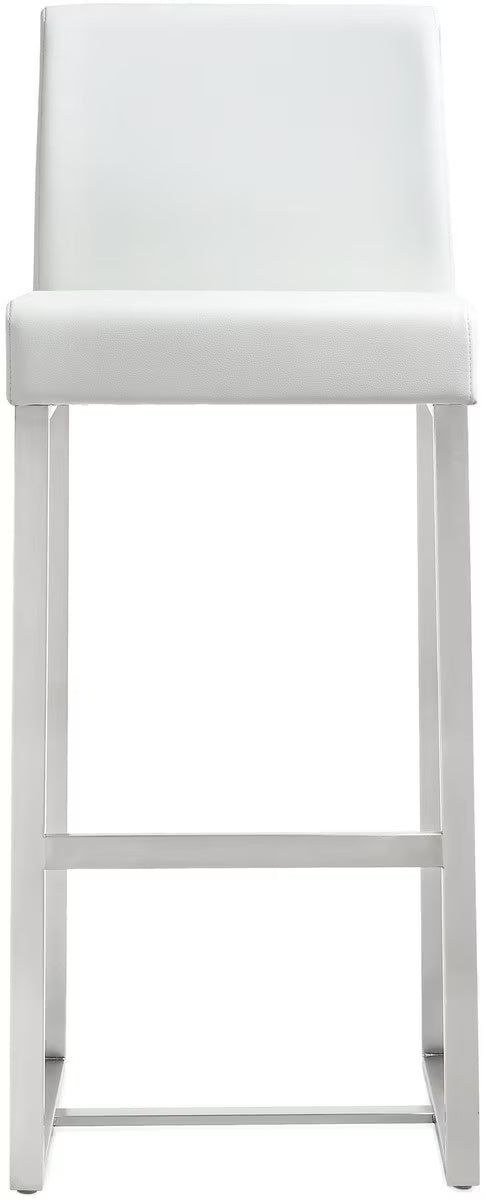 Tabouret de bar en cuir végétalien et acier inoxydable Denmark White Performance - Lot de 2