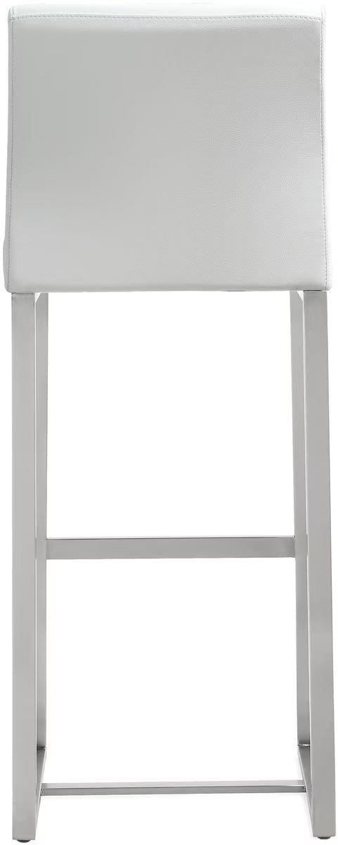 Tabouret de bar en cuir végétalien et acier inoxydable Denmark White Performance - Lot de 2