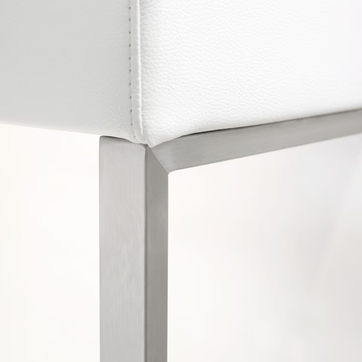 Tabouret de bar en cuir végétalien et acier inoxydable Denmark White Performance - Lot de 2