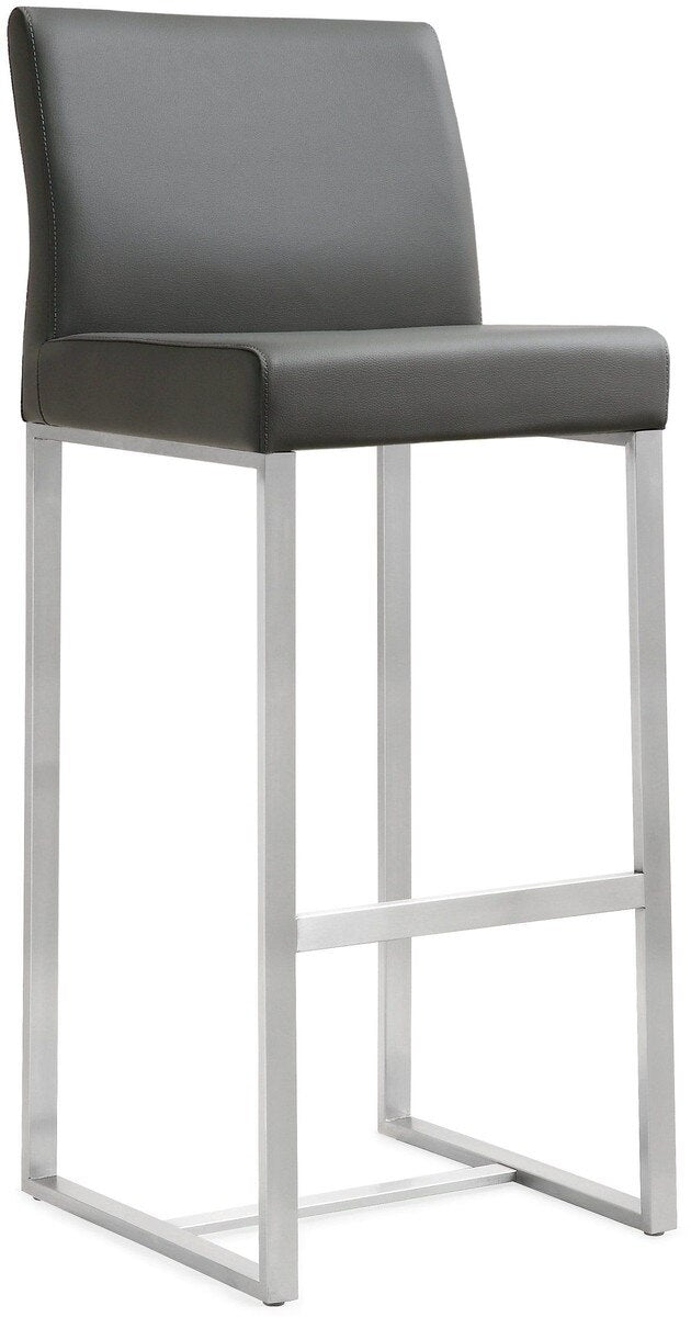 Tabouret de bar en cuir vegan et acier inoxydable gris Denmark Performance - Lot de 2