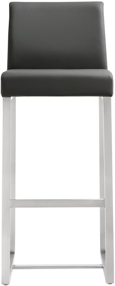 Tabouret de bar en cuir vegan et acier inoxydable gris Denmark Performance - Lot de 2