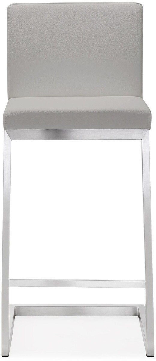 Tabouret de bar en cuir vegan et acier inoxydable Parma Light Grey Performance - Lot de 2