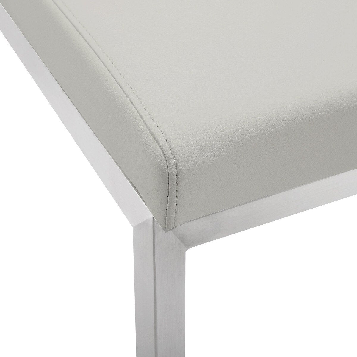 Tabouret de bar en cuir vegan et acier inoxydable Parma Light Grey Performance - Lot de 2