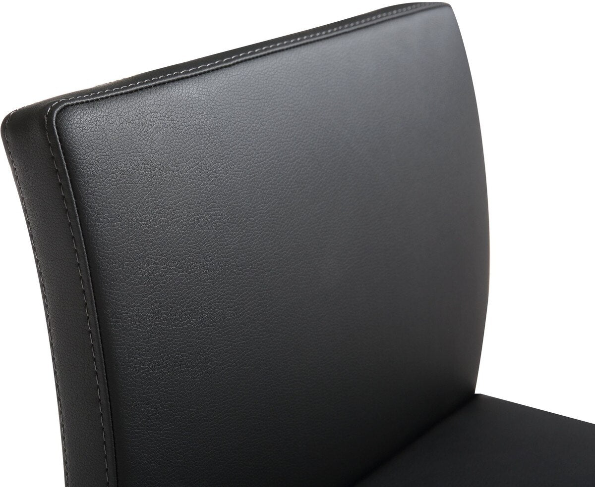 Tabouret de bar en cuir vegan noir et acier doré Parma Performance - Lot de 2
