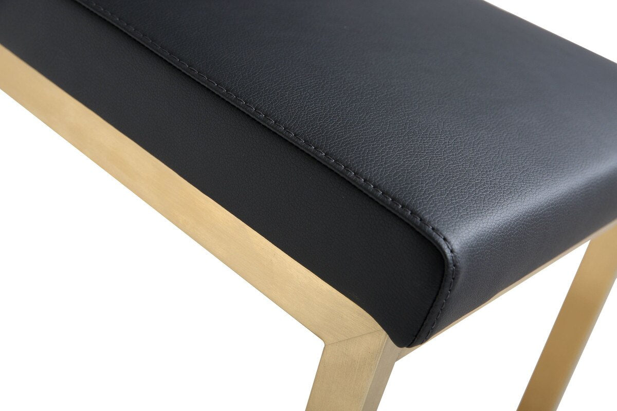 Tabouret de bar en cuir vegan noir et acier doré Parma Performance - Lot de 2