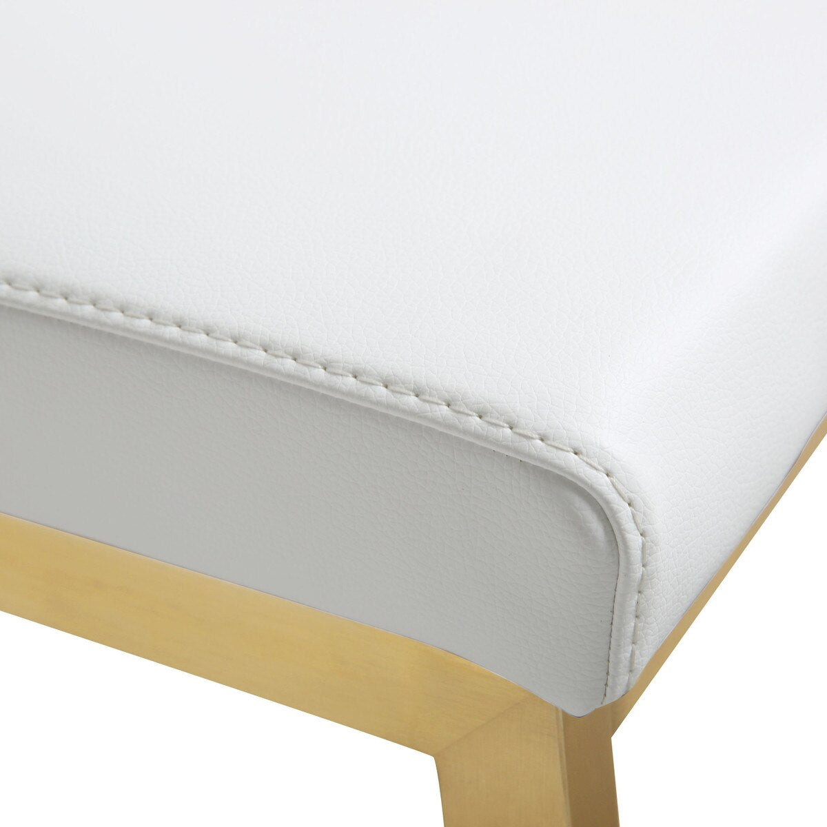 Tabouret de bar en cuir végétalien et acier doré Parma White Performance - Lot de 2