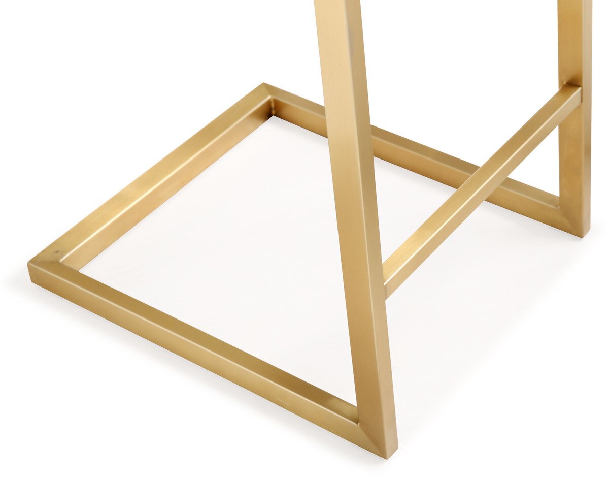 Tabouret de bar en cuir végétalien et acier doré Parma White Performance - Lot de 2