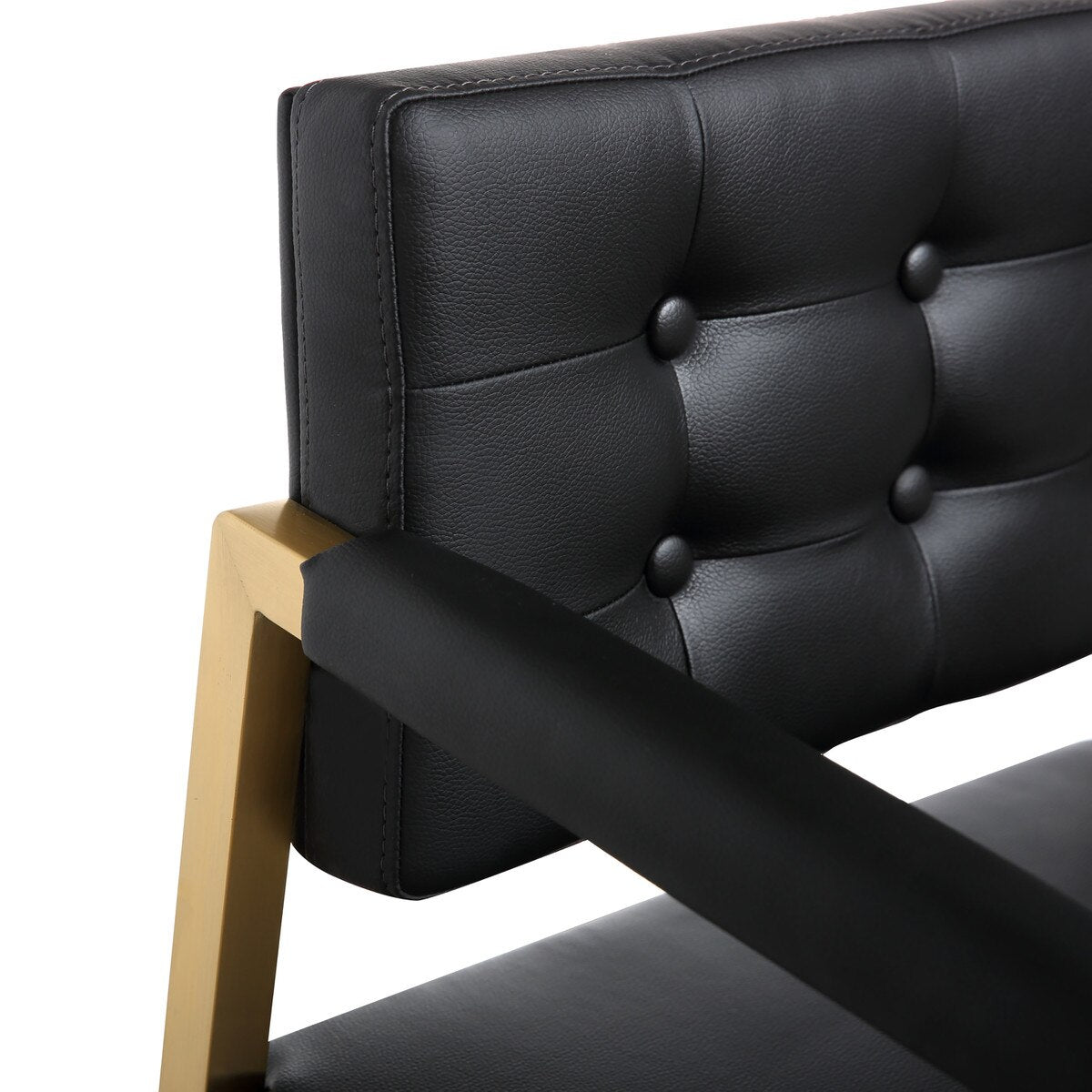 Tabouret de bar Director Black Performance en cuir végétalien et acier doré