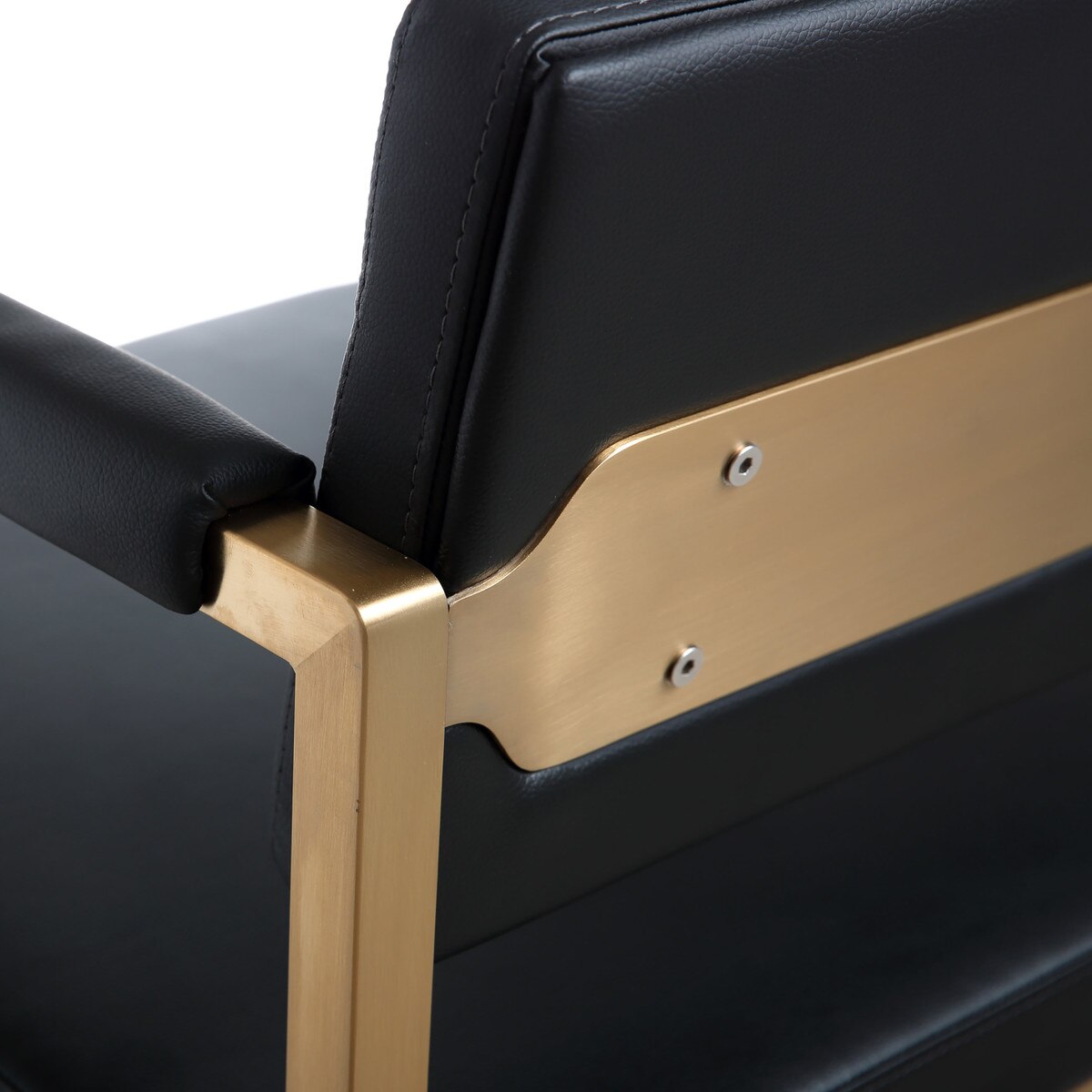 Tabouret de bar Director Black Performance en cuir végétalien et acier doré