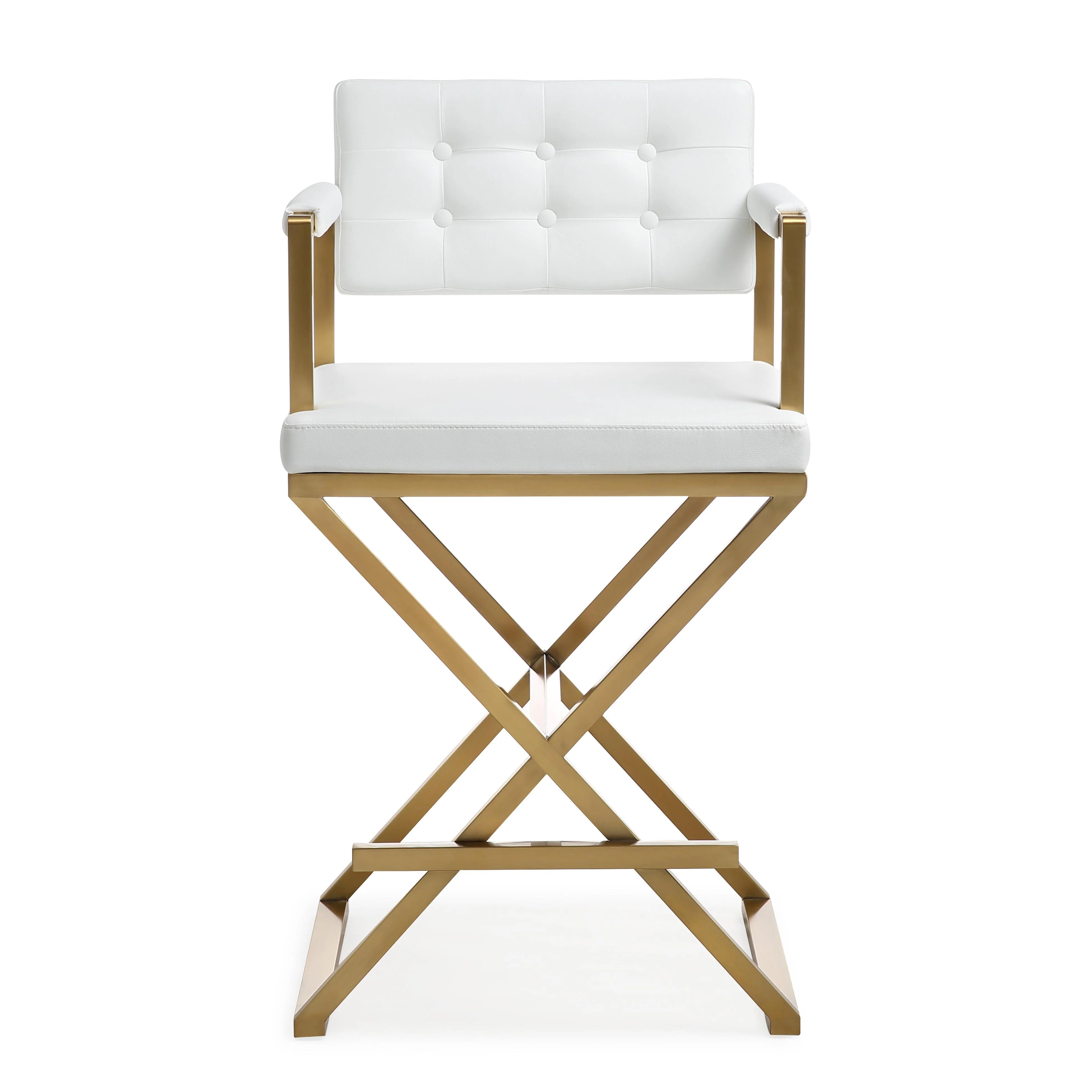Director Performance Vegan Leather Stool with Gold Base