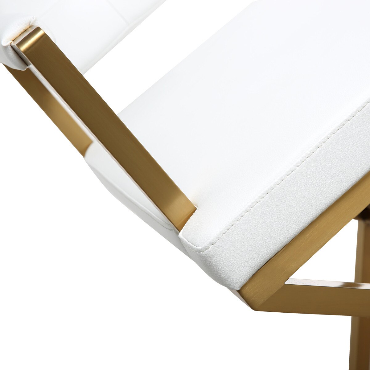Tabouret de bar Director White Performance en cuir végétalien et acier doré