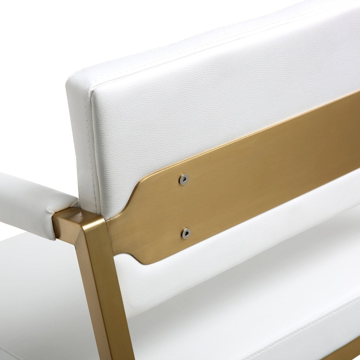 Tabouret de bar Director White Performance en cuir végétalien et acier doré
