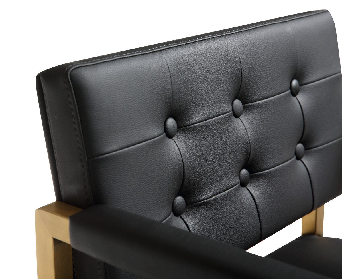 Tabouret de bar Director Black Performance en cuir végétalien et acier doré