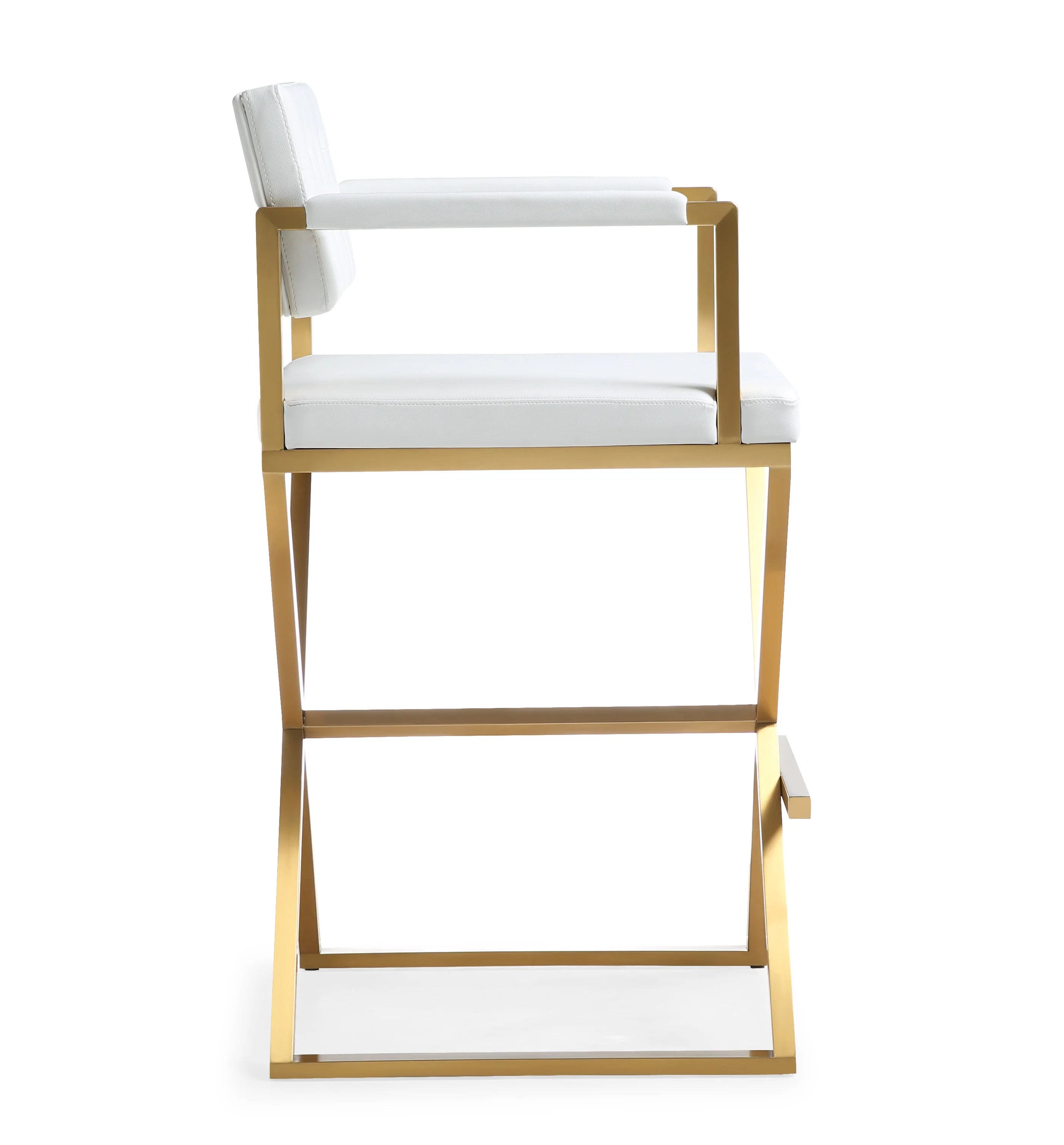 Director Performance Vegan Leather Stool with Gold Base