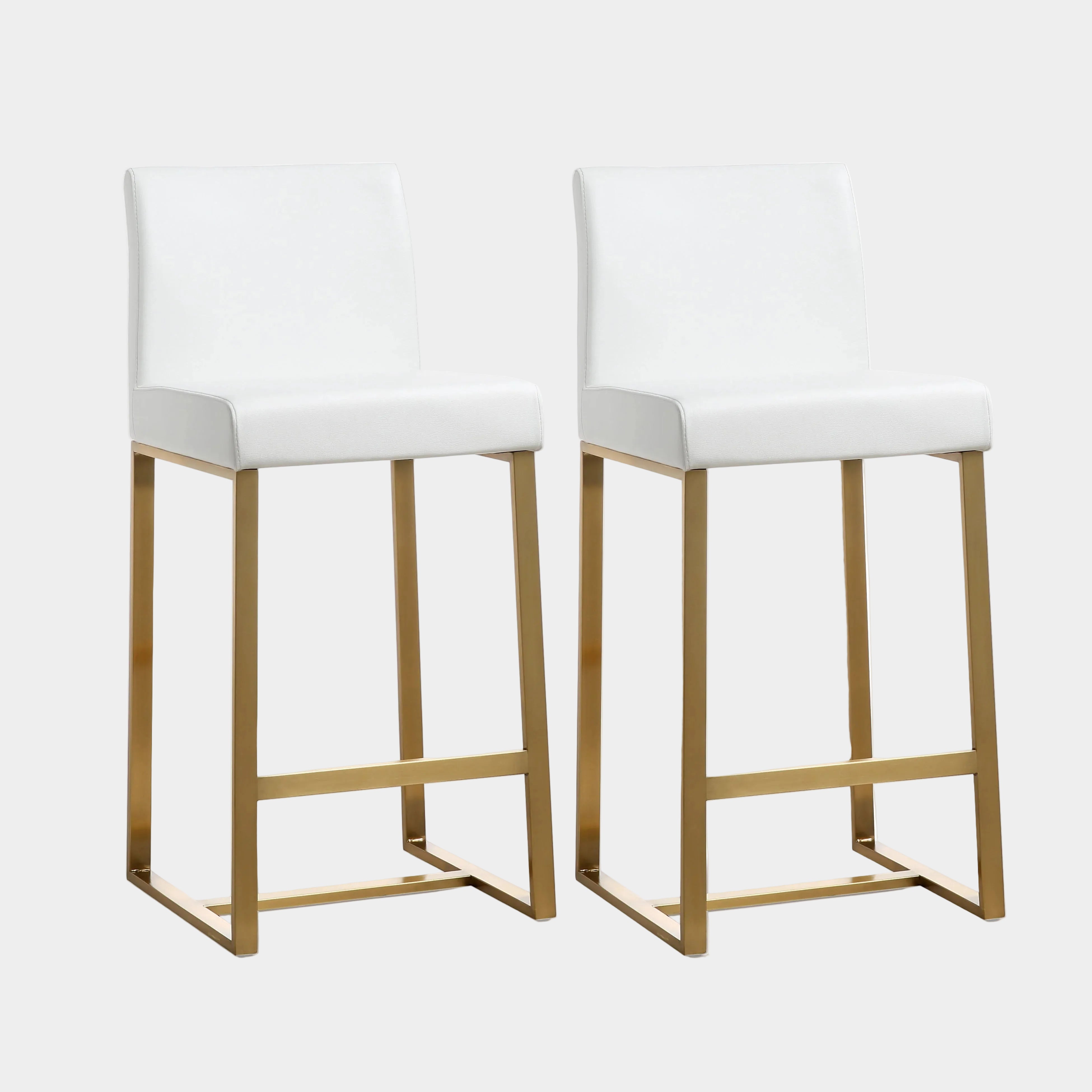 Denmark Performance Vegan Leather Stool with Gold Base - Set of 2