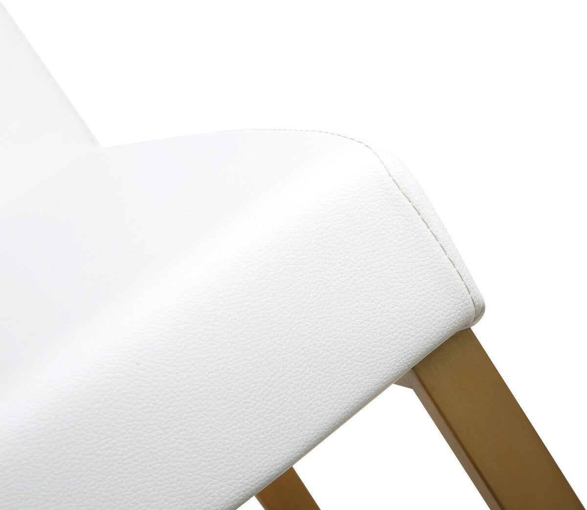 Tabouret de bar en cuir vegan blanc et acier doré Denmark - Lot de 2