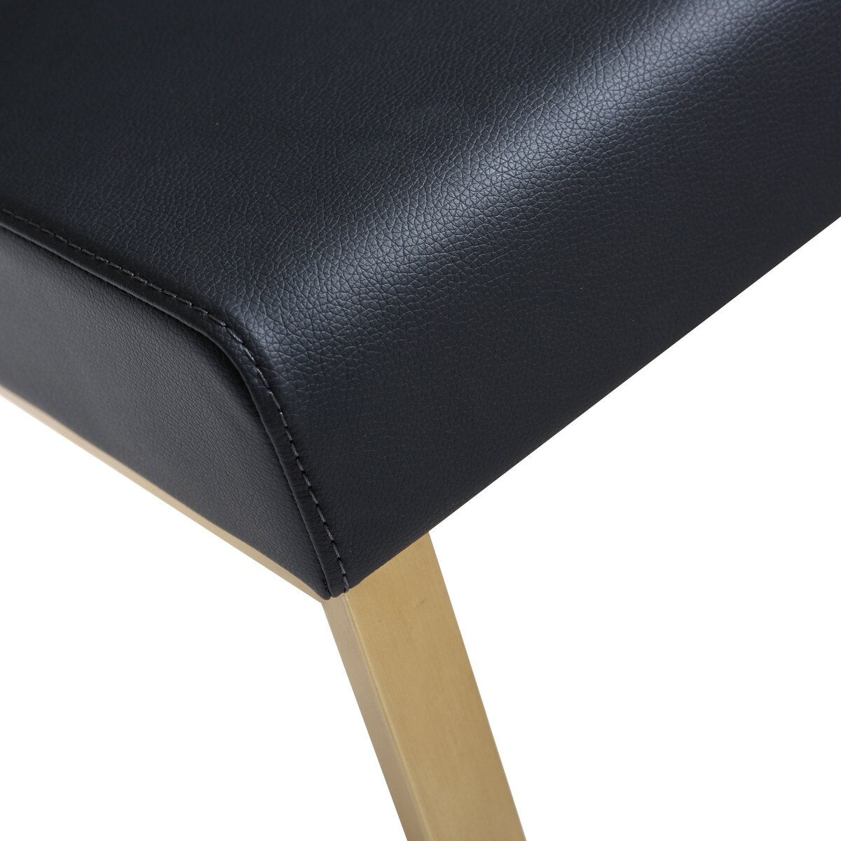 Tabouret de bar en cuir vegan noir et acier doré Denmark - Lot de 2