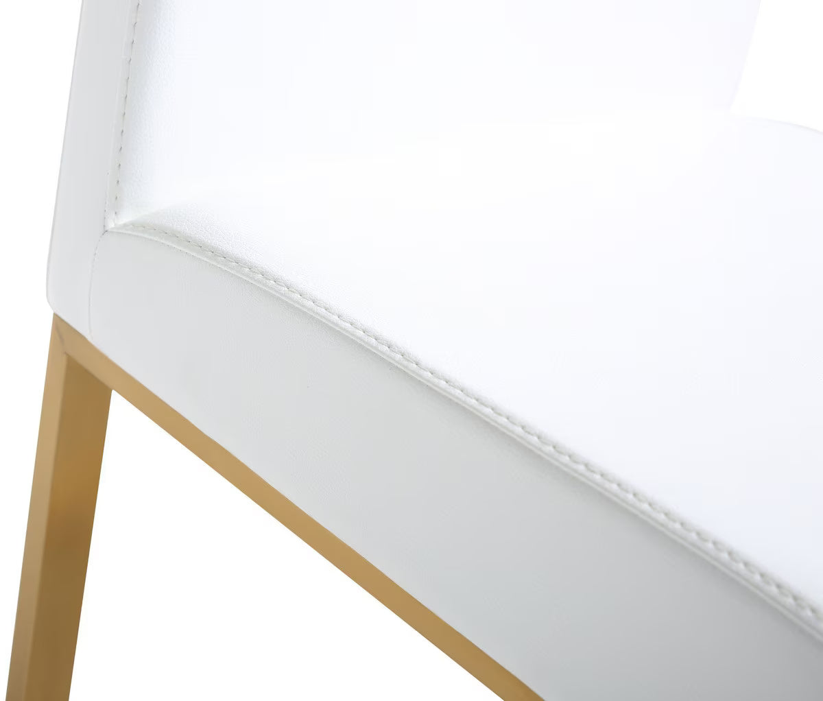 Tabouret de bar en cuir vegan blanc et acier doré Denmark - Lot de 2