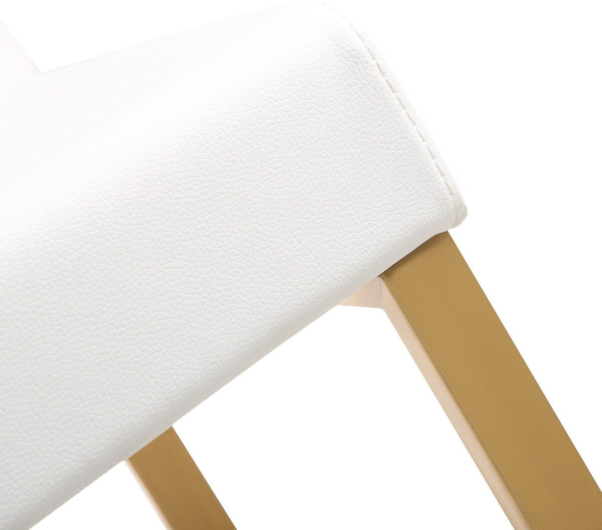Tabouret de bar en cuir vegan blanc et acier doré Denmark - Lot de 2