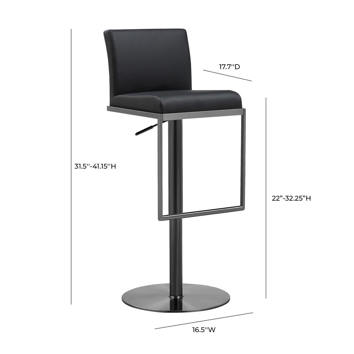 Tabouret Amalfi Black Performance en cuir vegan sur noir