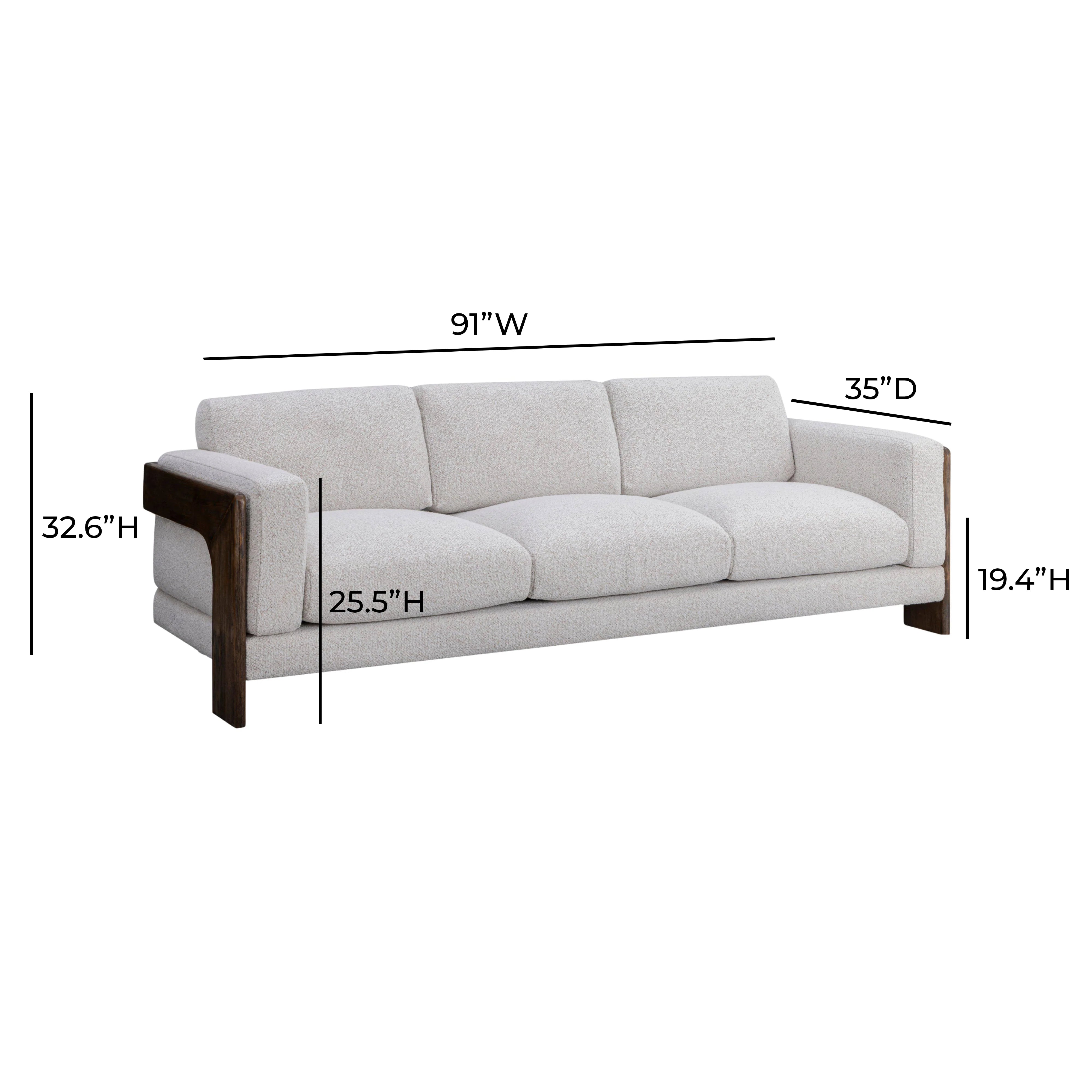 Elyn 91" Cream Contract-Grade Boucle Sofa
