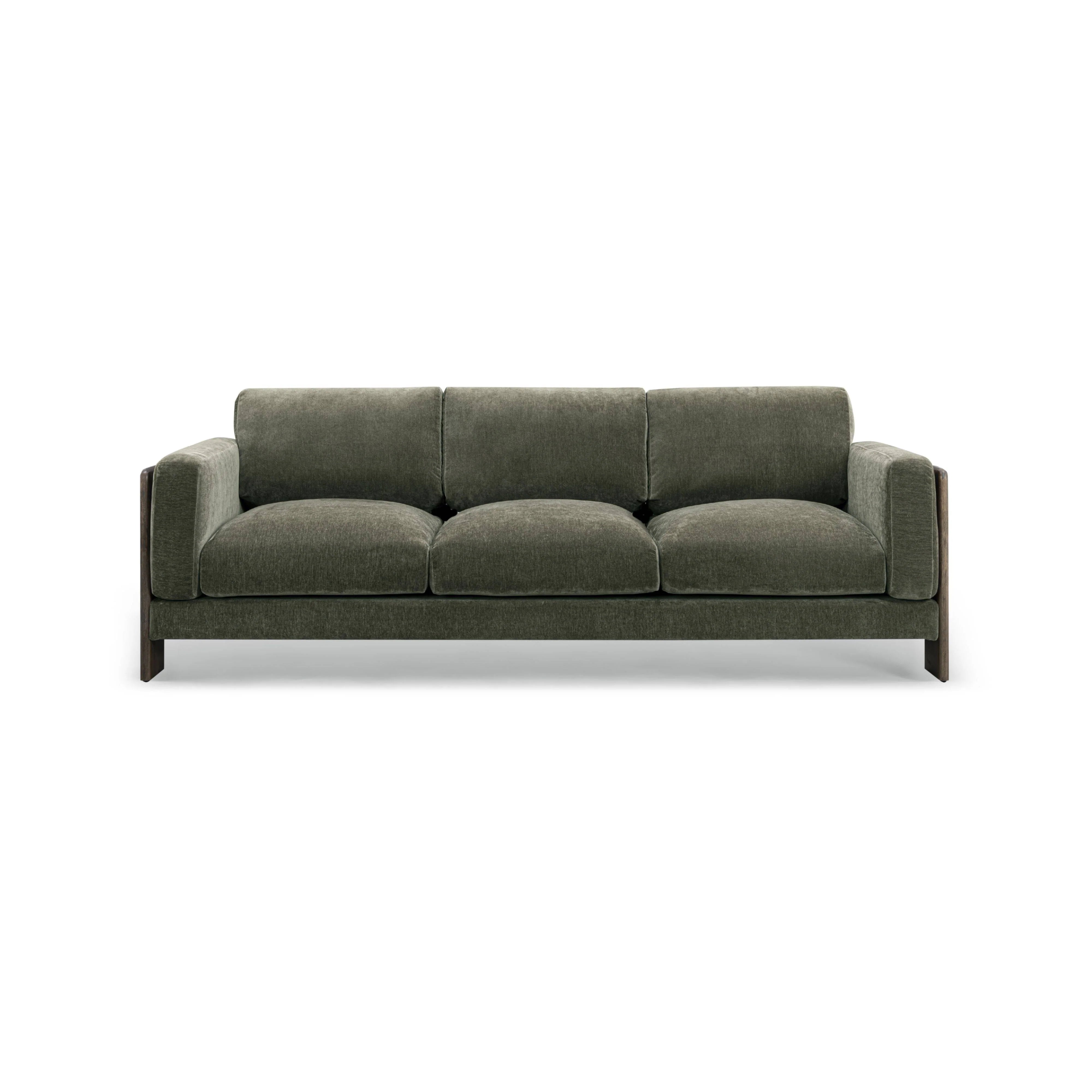 Elyn 91" Olive Green Upcycled Contract-Grade Chenille Sofa
