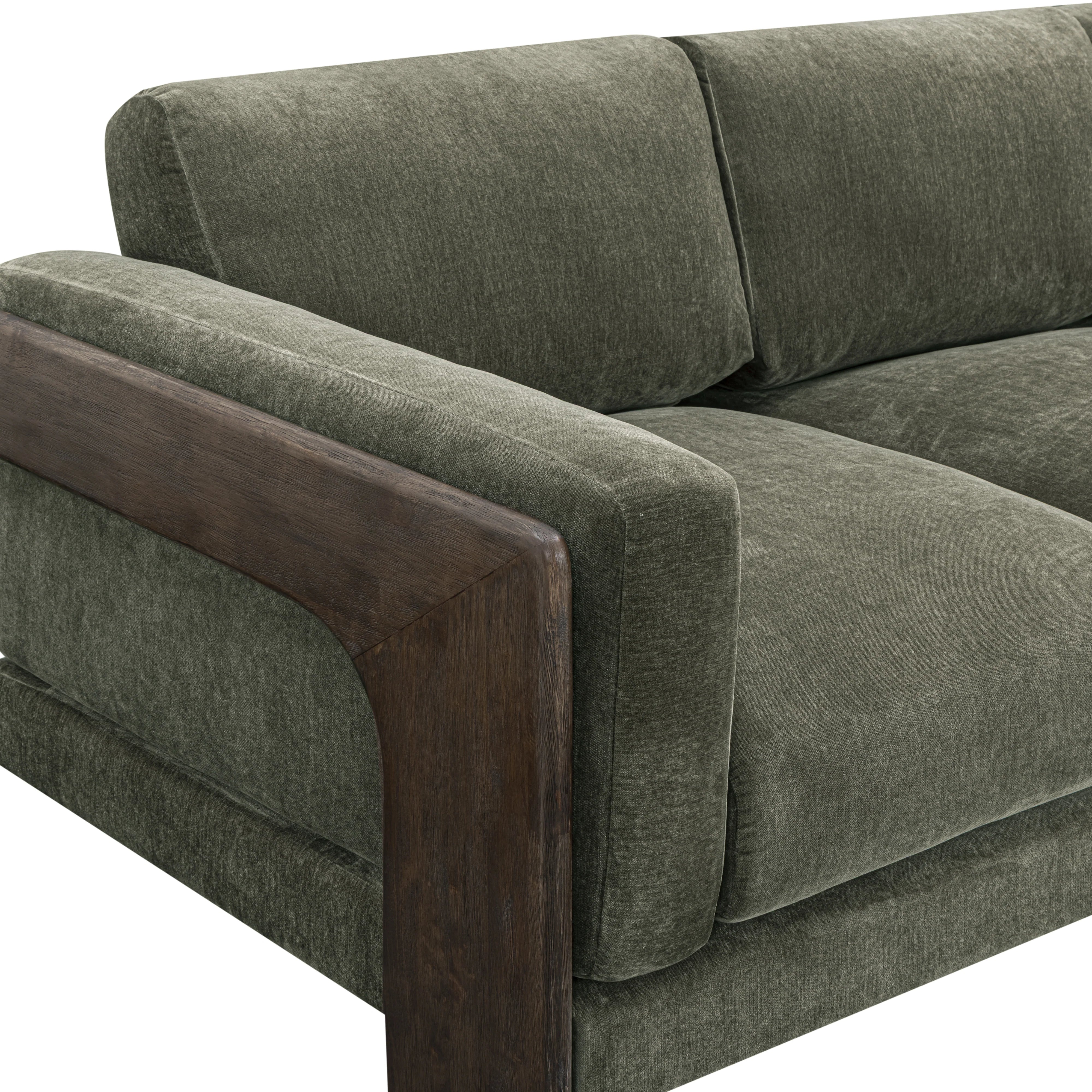 Elyn 91" Olive Green Upcycled Contract-Grade Chenille Sofa