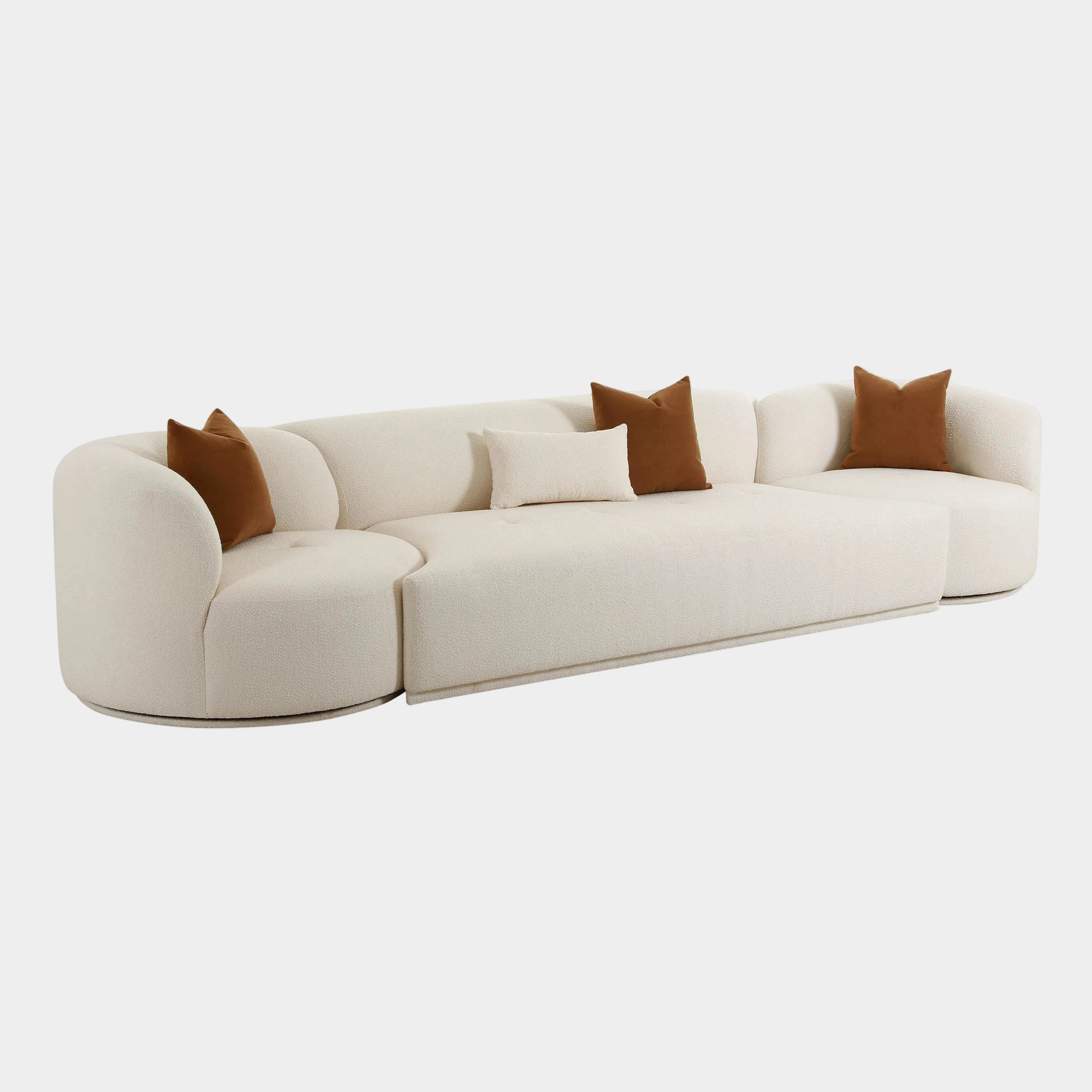Fickle 144" 3-Piece Cream Performance Boucle Modular Sofa
