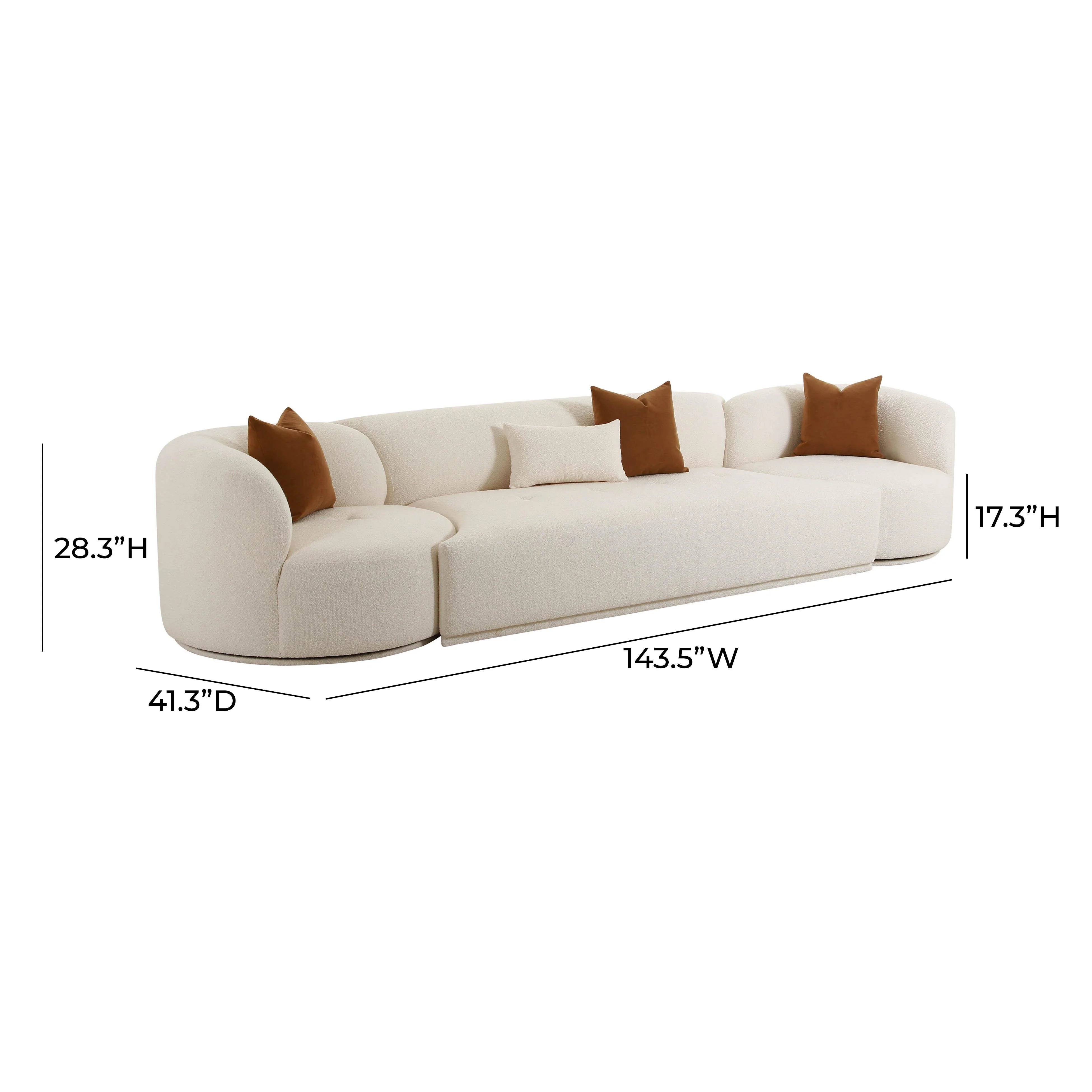 Canapé modulaire 3 pièces Boucle crème Fickle