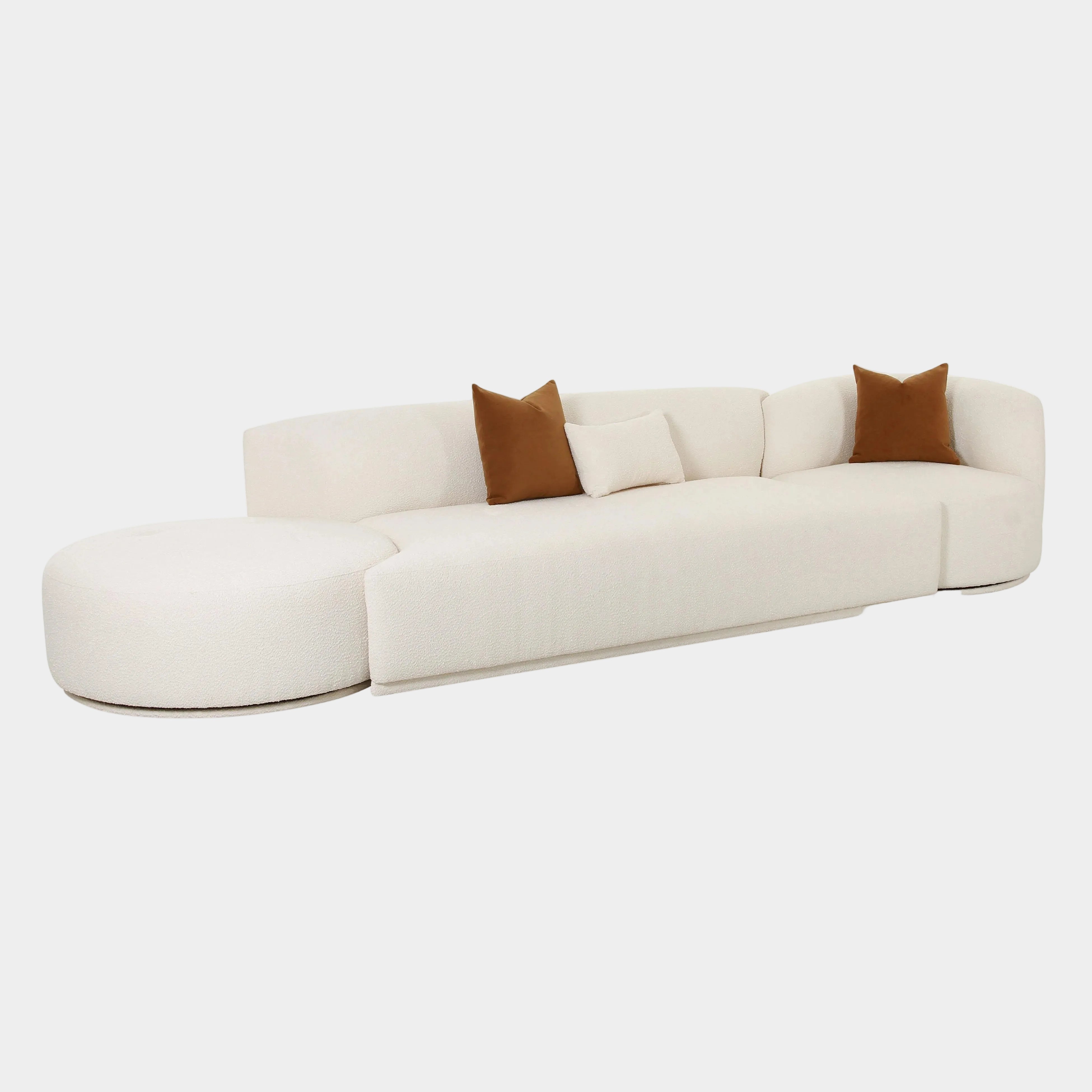 Fickle 144" 3-Piece Cream Performance Boucle Chaise Modular Sofa