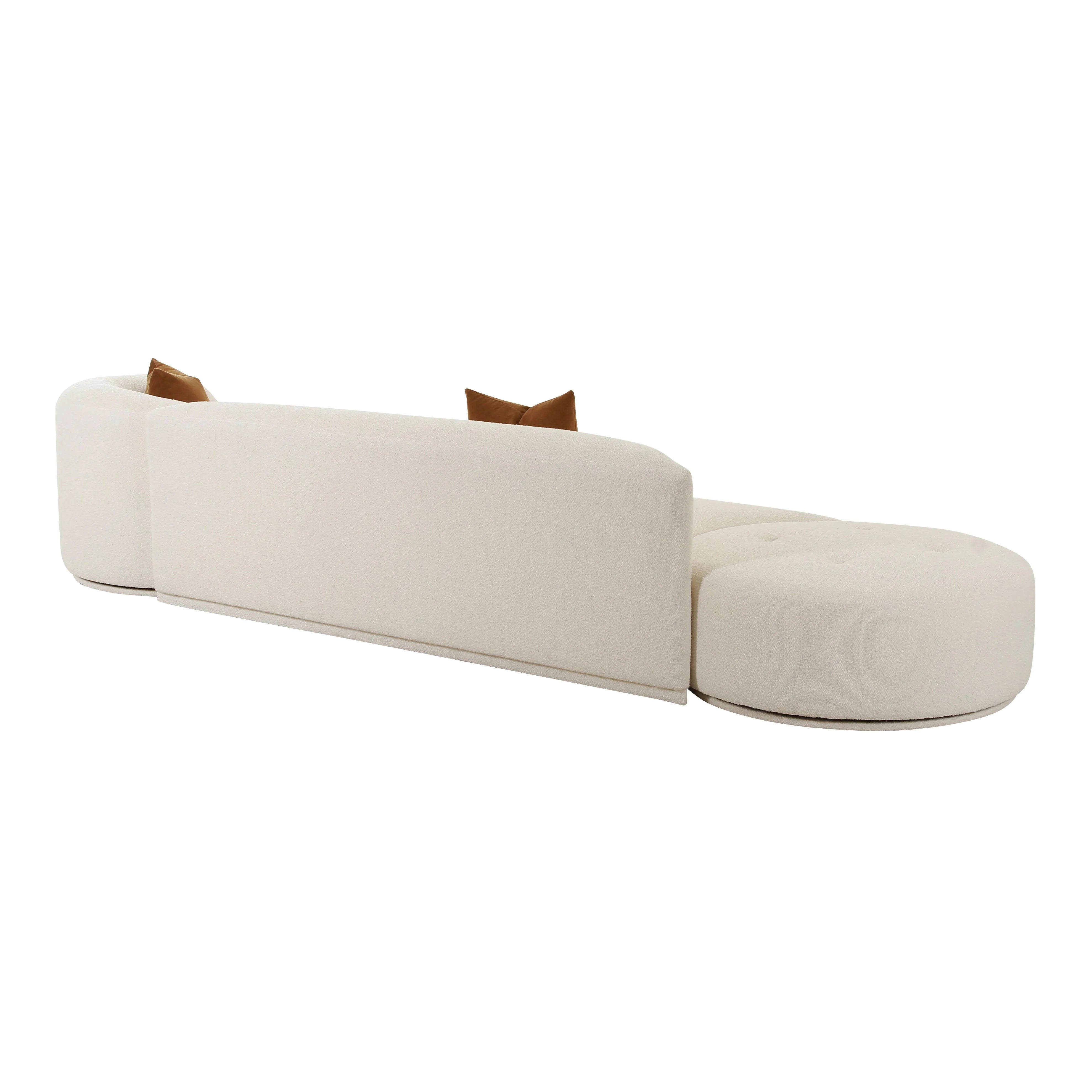 Canapé modulaire avec méridienne 3 pièces Boucle crème Fickle