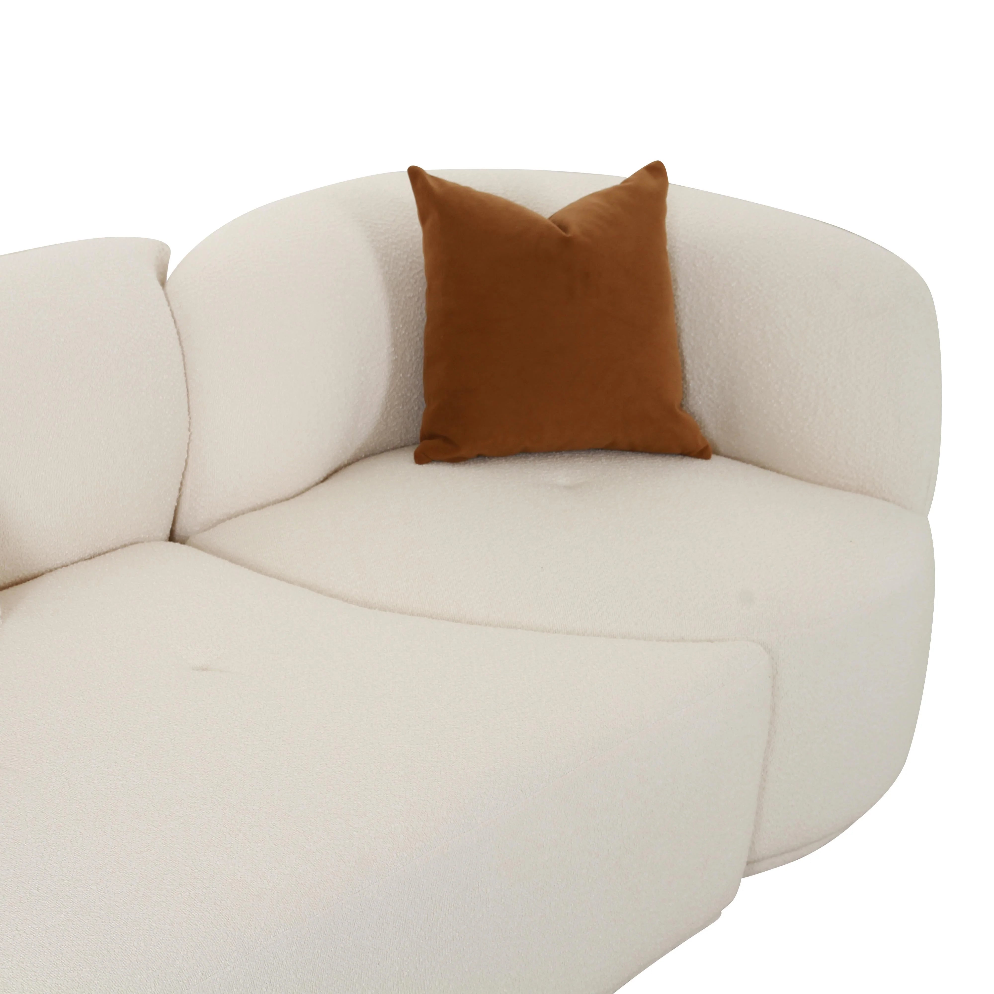 Canapé modulaire avec méridienne 3 pièces Boucle crème Fickle