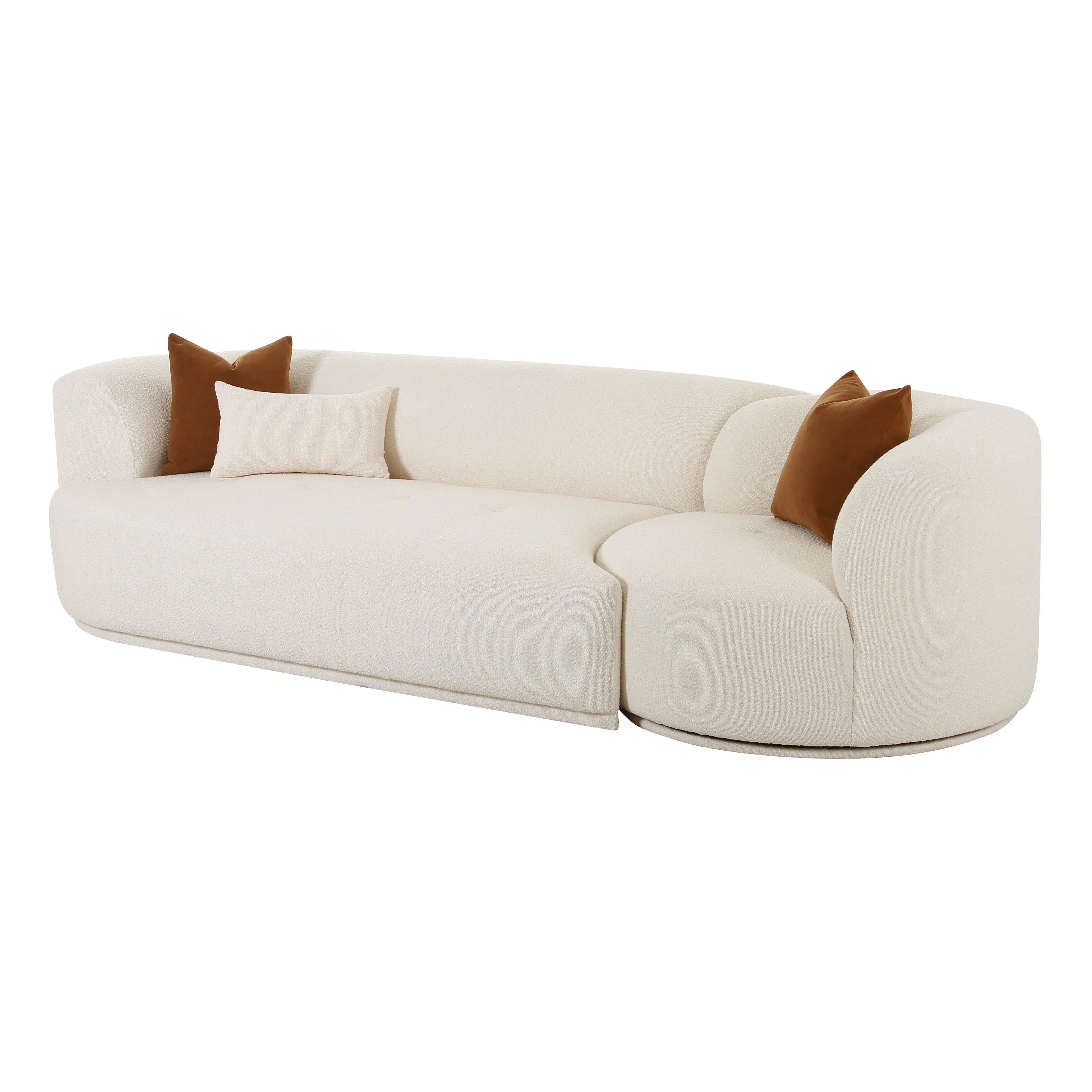 Canapé modulaire 2 pièces Boucle crème Fickle