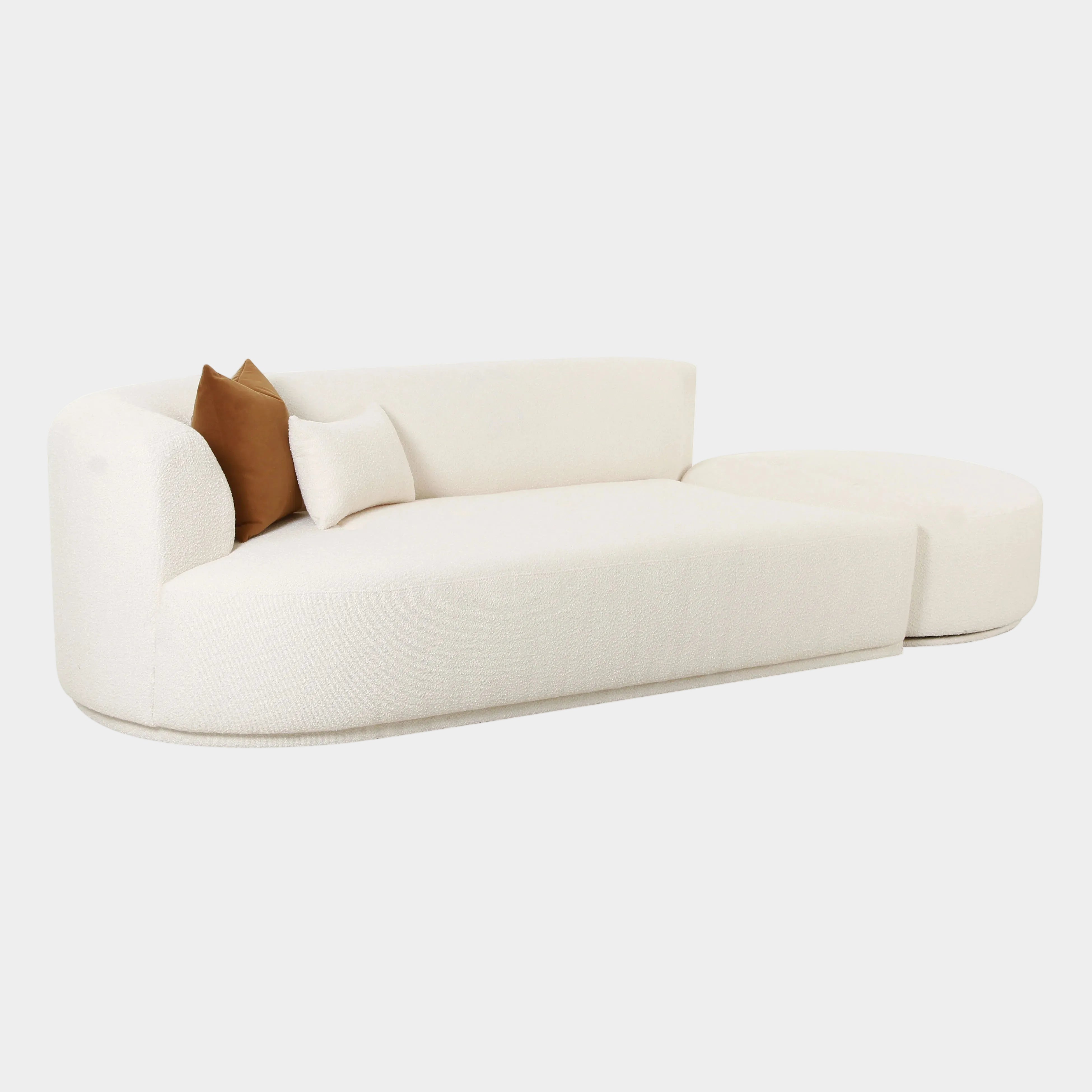 Canapé modulaire avec méridienne 2 pièces Fickle crème Boucle