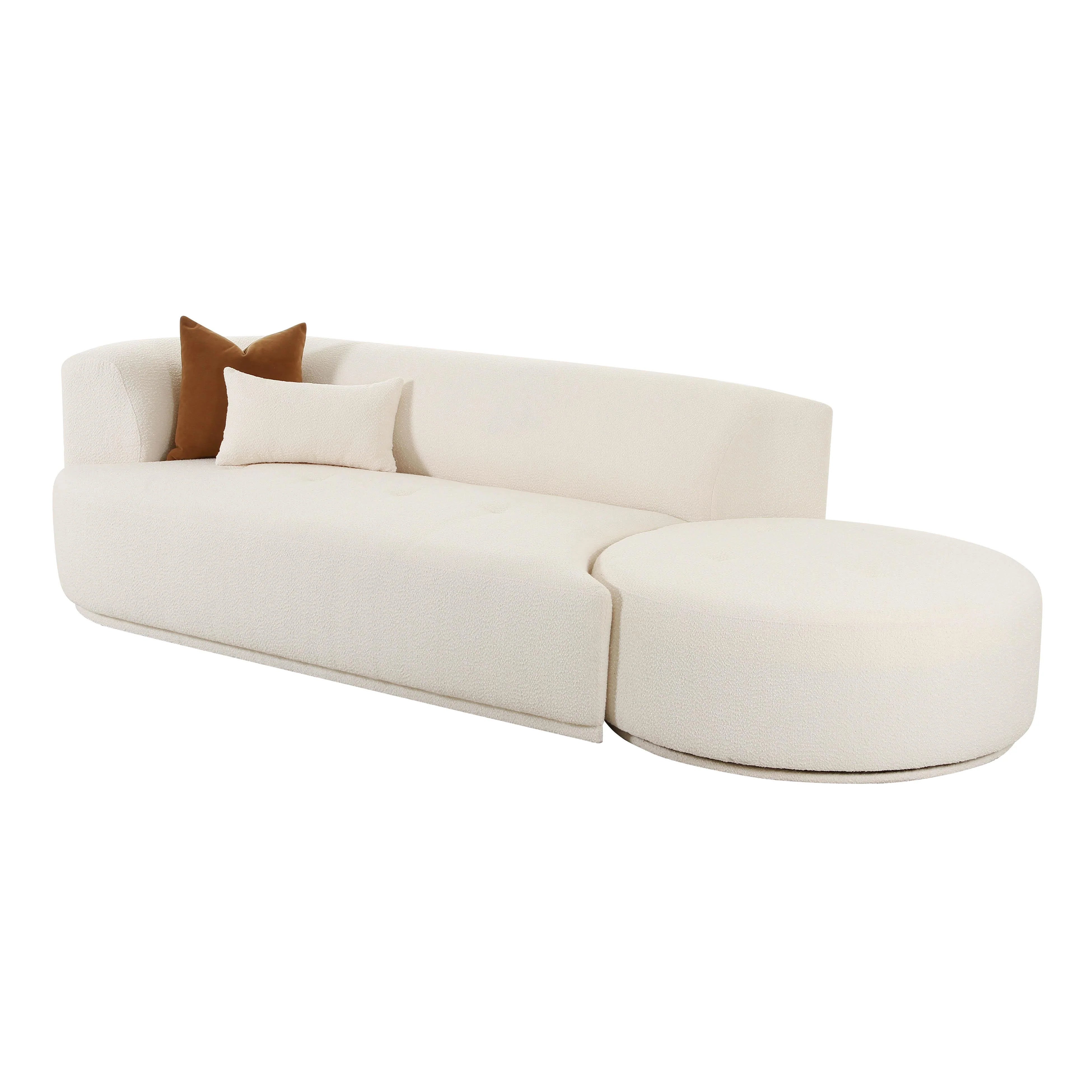 Canapé modulaire avec méridienne 2 pièces Fickle crème Boucle