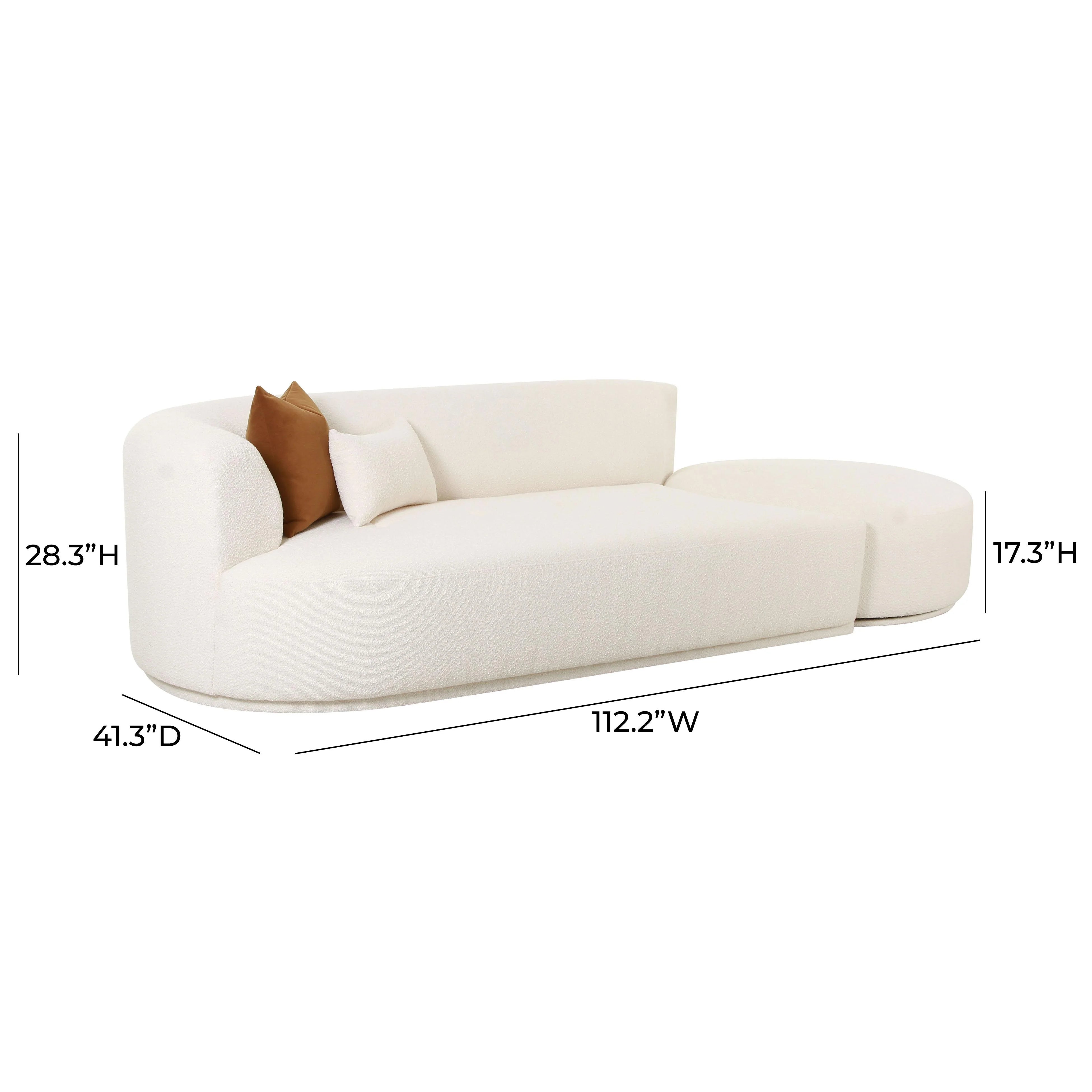 Canapé modulaire avec méridienne 2 pièces Fickle crème Boucle