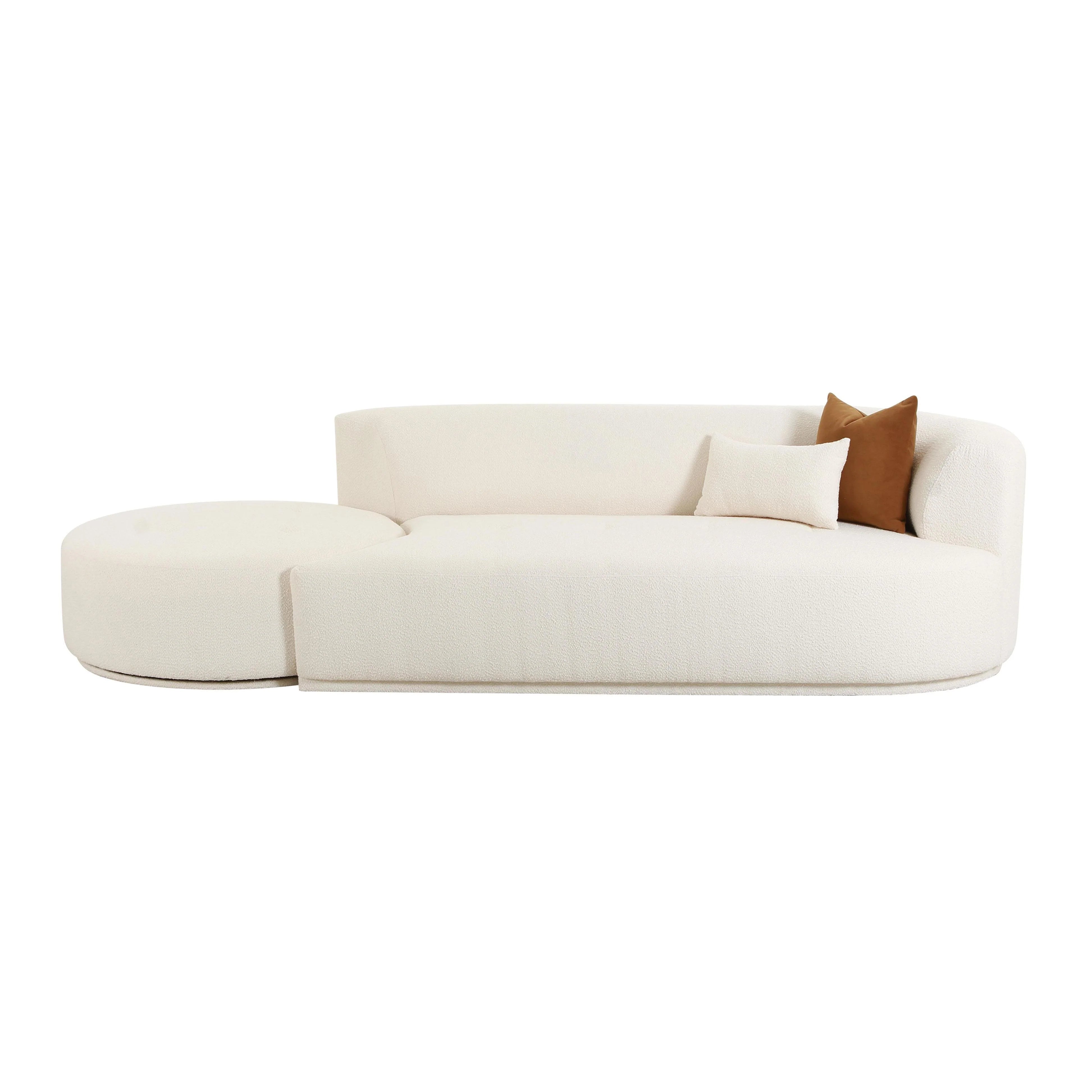 Canapé modulaire avec méridienne 2 pièces Fickle crème Boucle