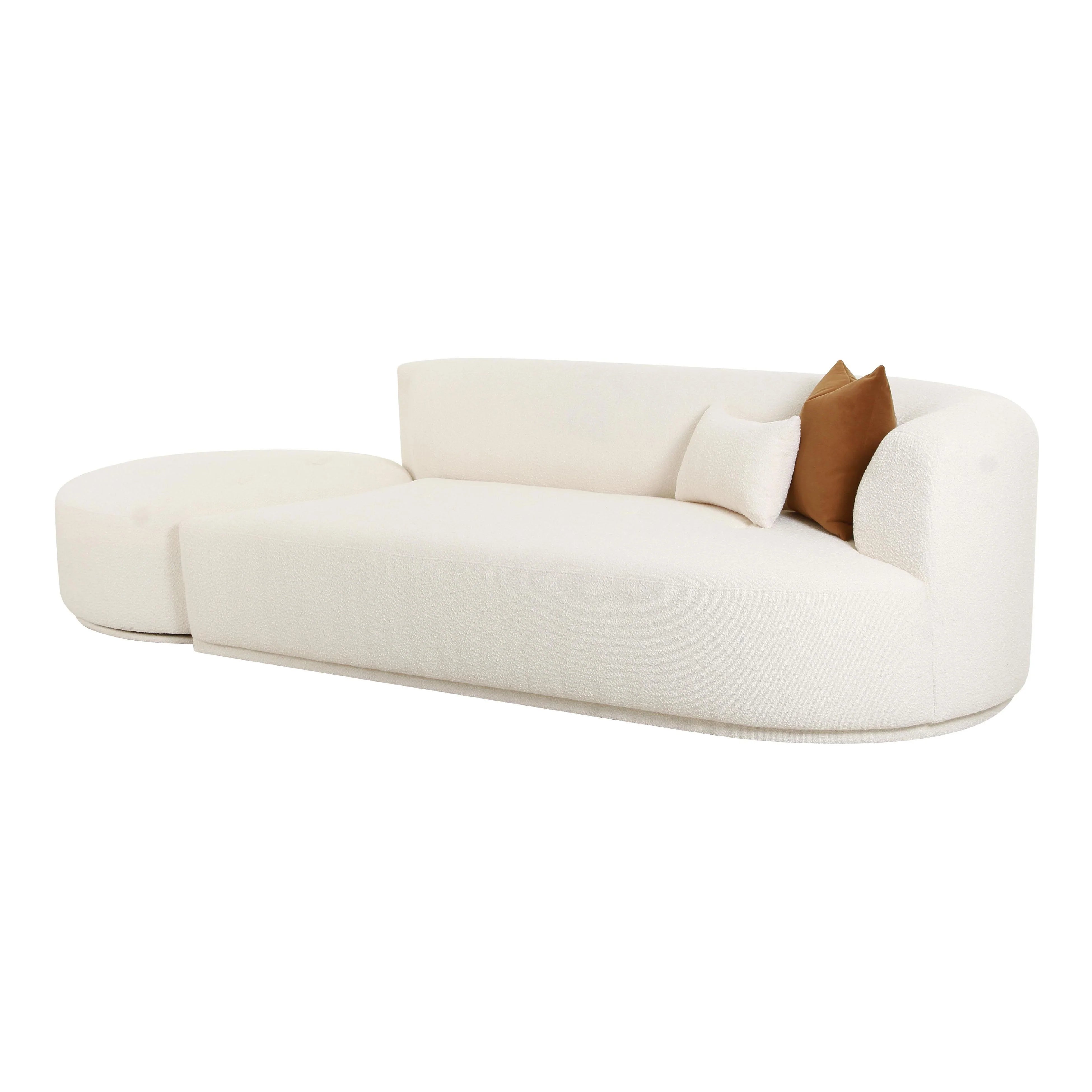 Canapé modulaire avec méridienne 2 pièces Fickle crème Boucle