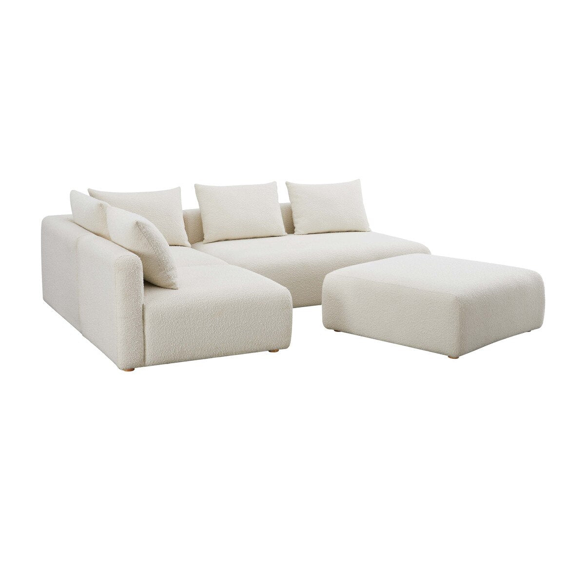 Chaise sectionnelle modulaire 4 pièces Hangover Cream Boucle