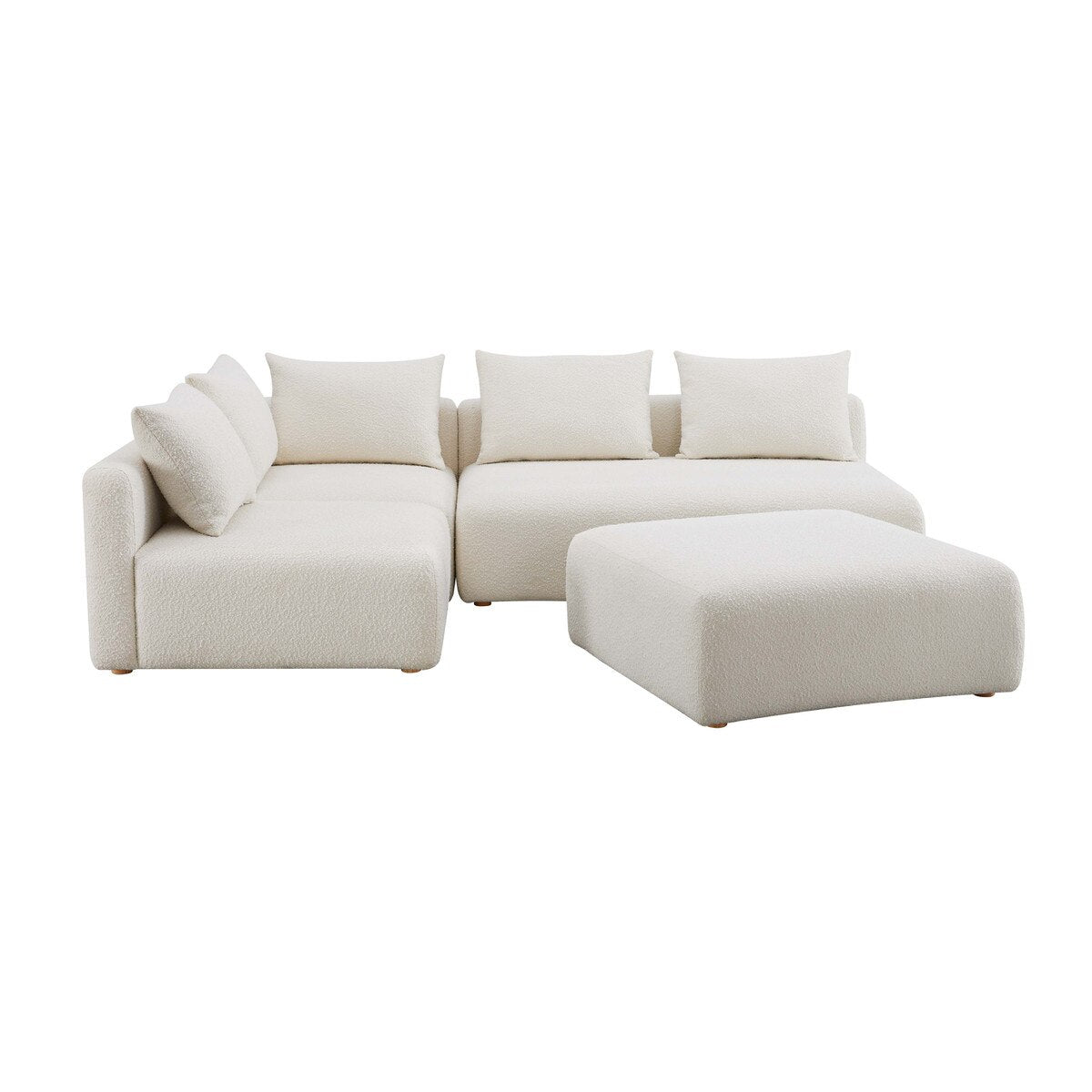 Chaise sectionnelle modulaire 4 pièces Hangover Cream Boucle