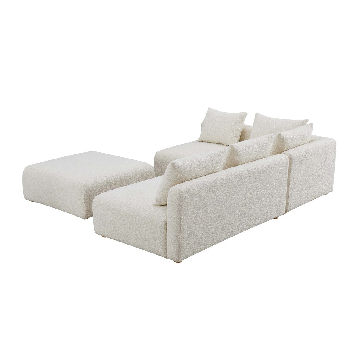 Chaise sectionnelle modulaire 4 pièces Hangover Cream Boucle