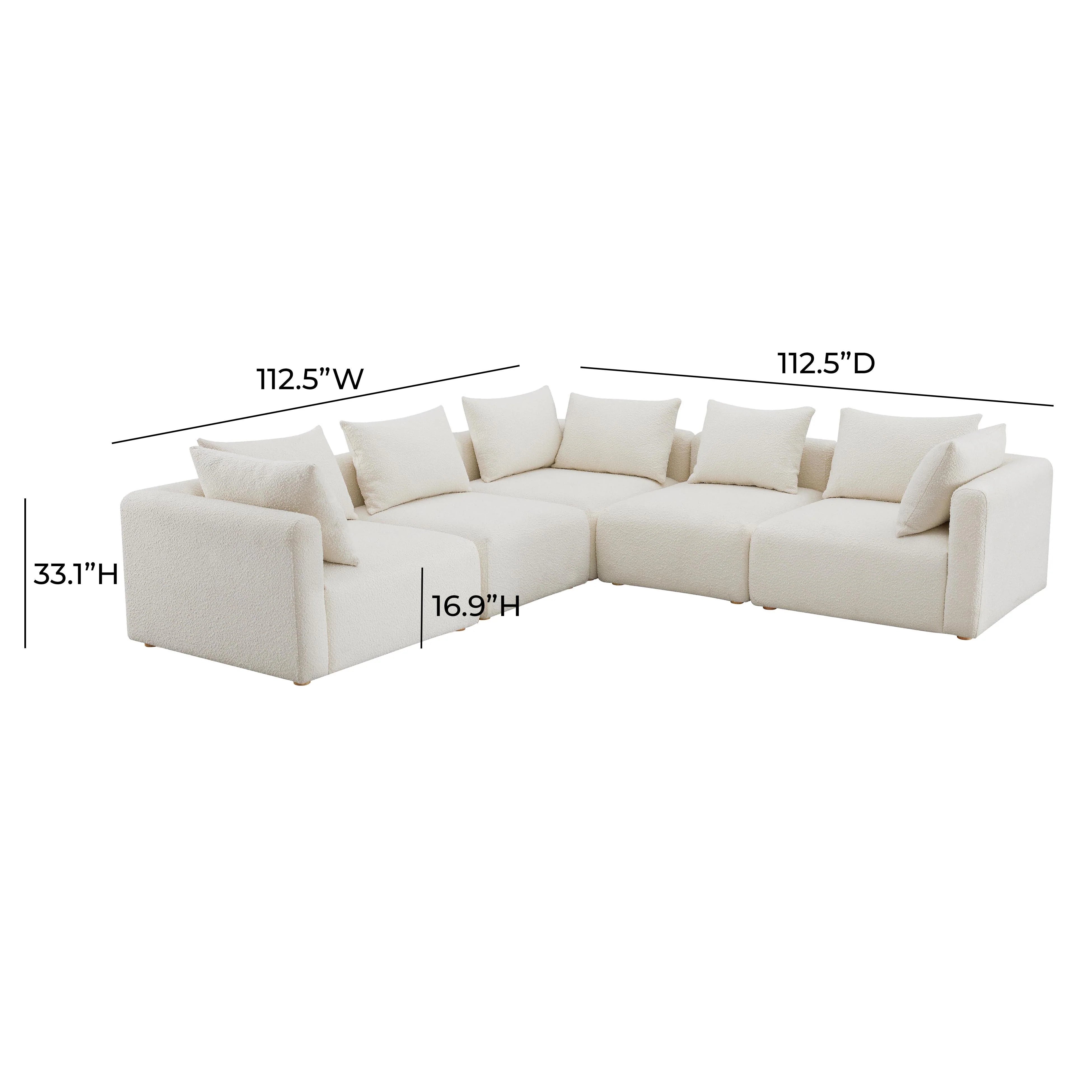 Hangover 5-Piece Cream Performance Boucle Modular L-Sectional
