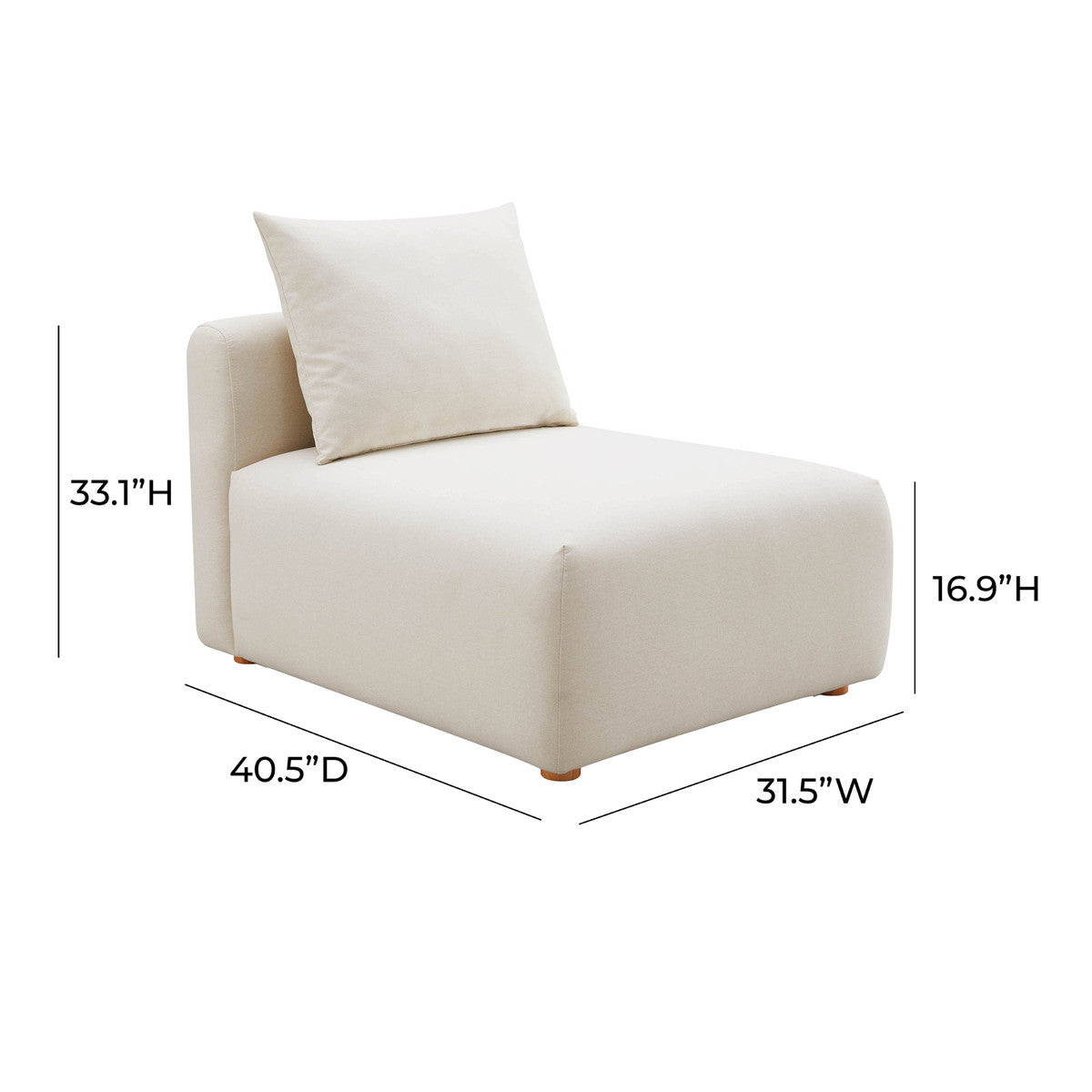Chaise modulaire sans accoudoirs crème Hangover