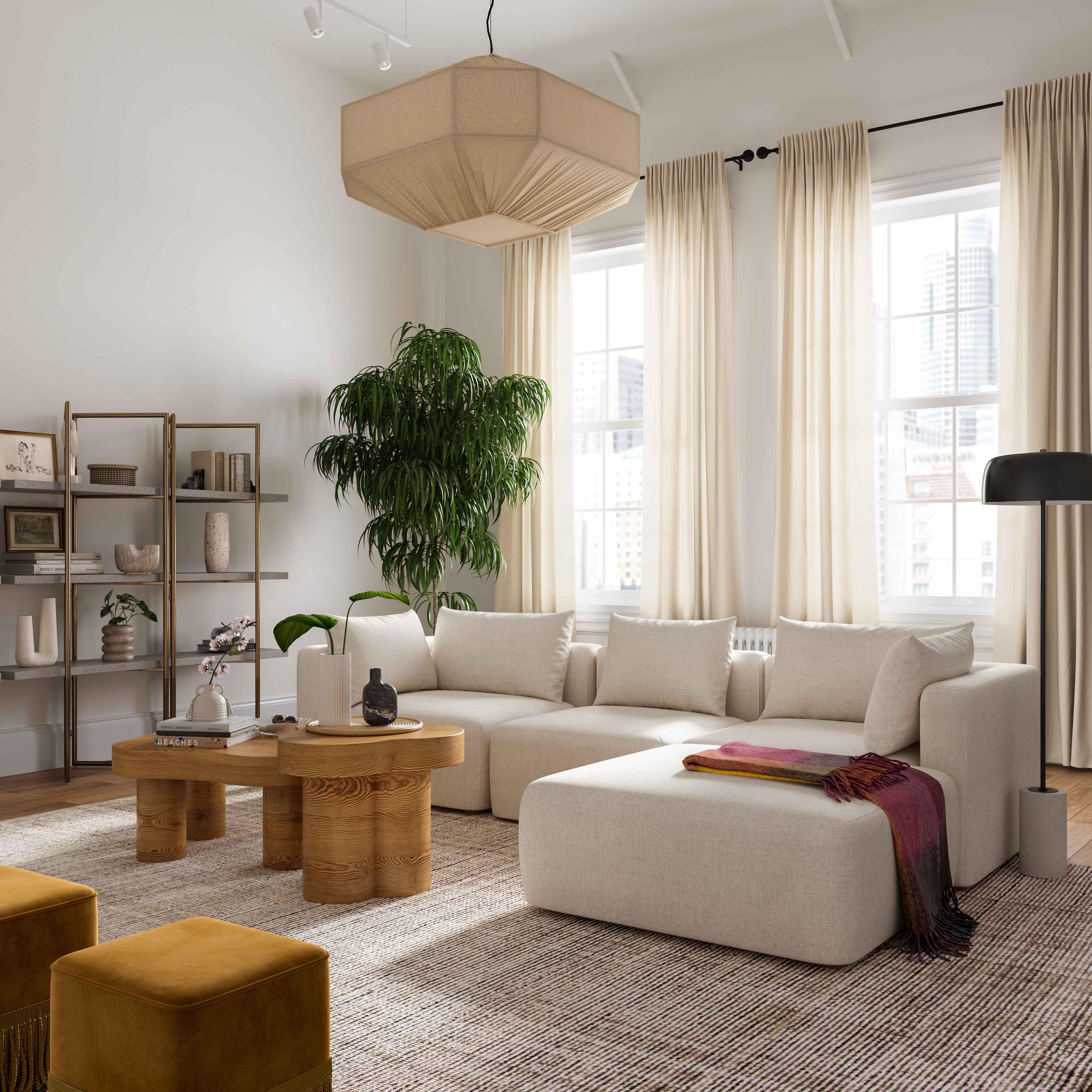 Sectionnel modulaire 4 pièces en lin Performance Cream Hangover